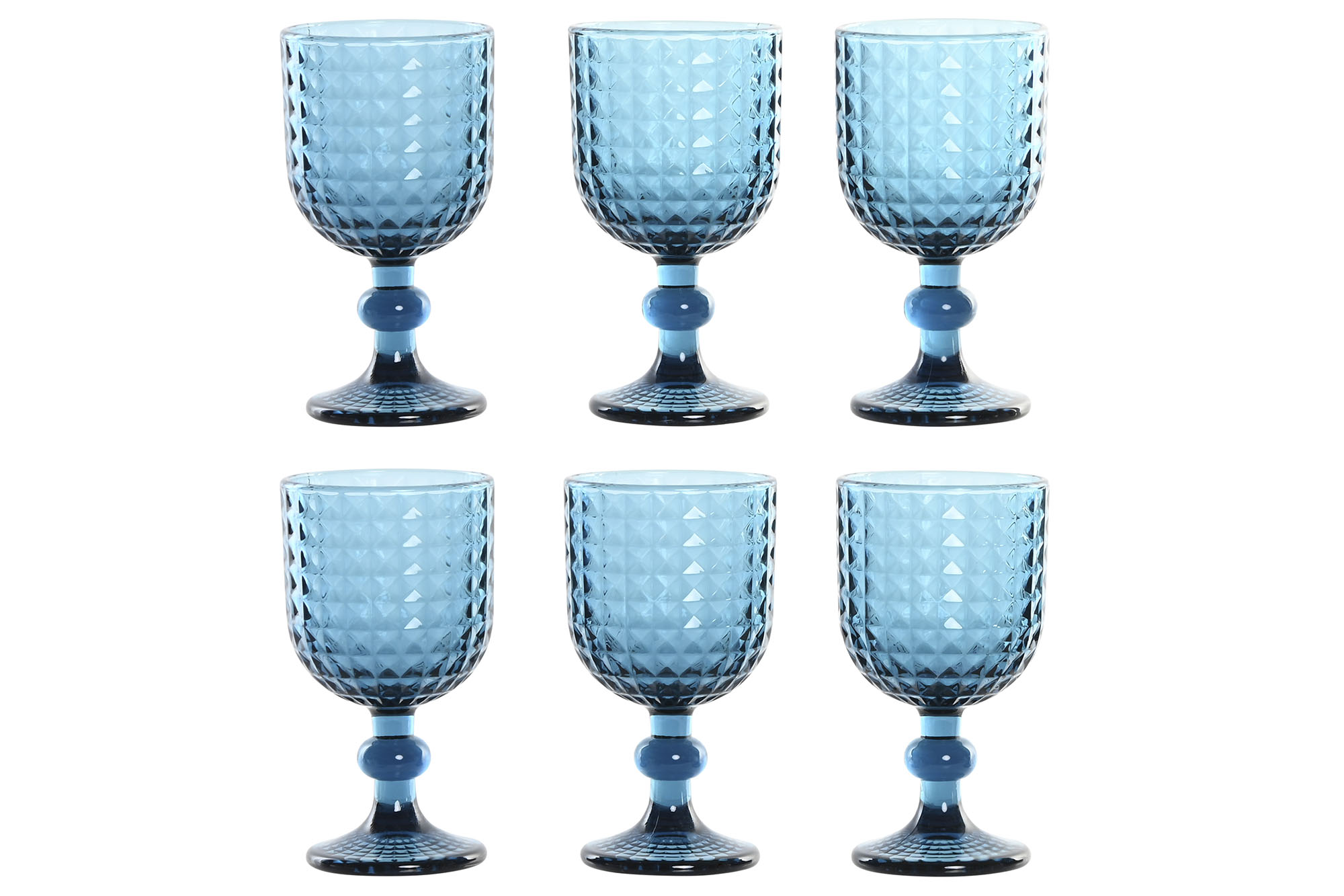 COPA SET 6 CRISTAL 8X8X14,5 260ML AZUL