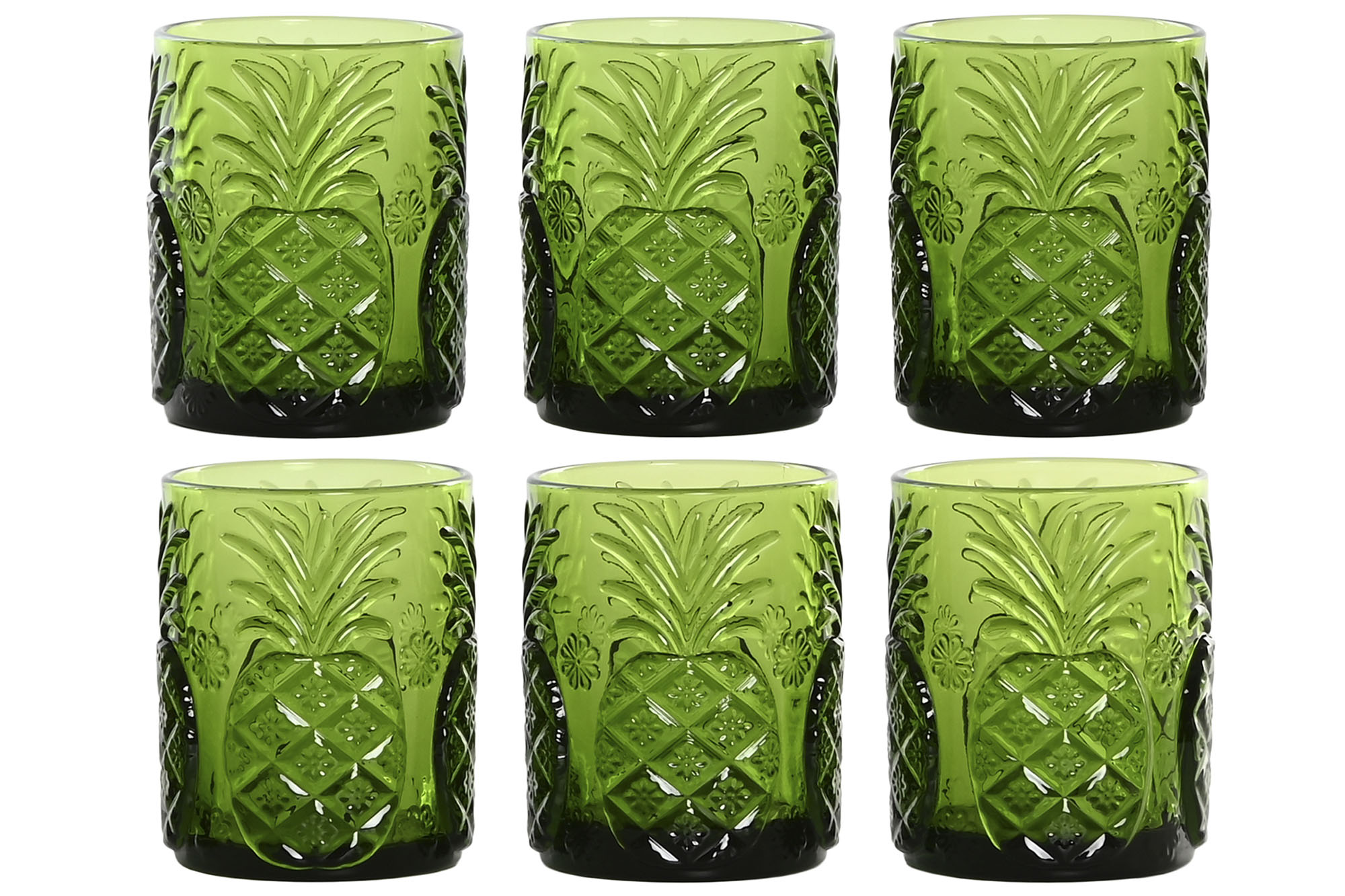 VASO SET 6 CRISTAL 8,5X8,5X10,5 300ML PIÑAS