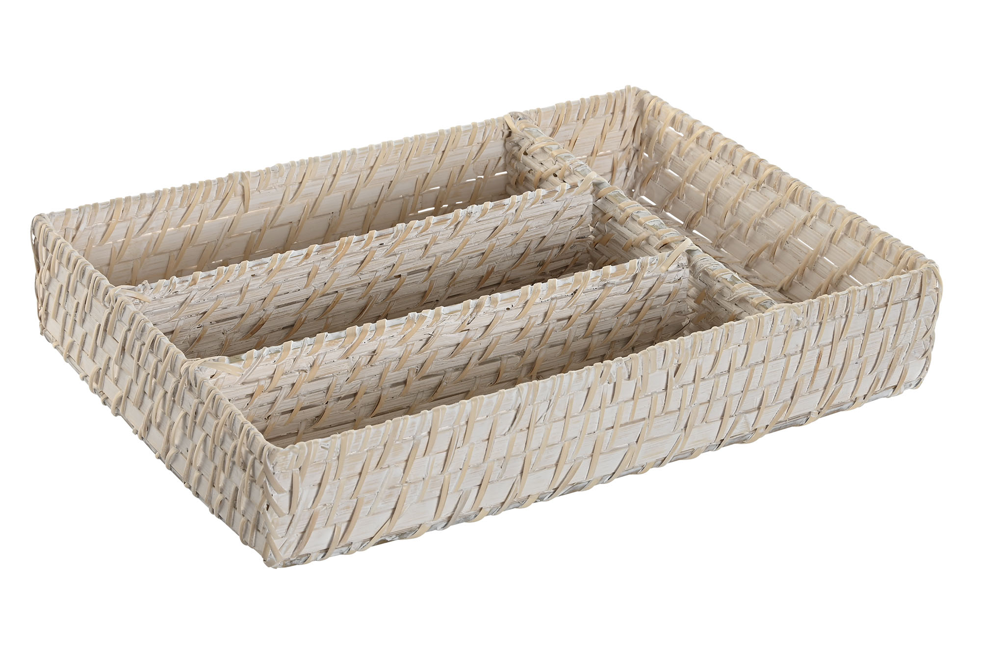 CUBERTERO BAMBU RATAN 34X24X6 BLANCO
