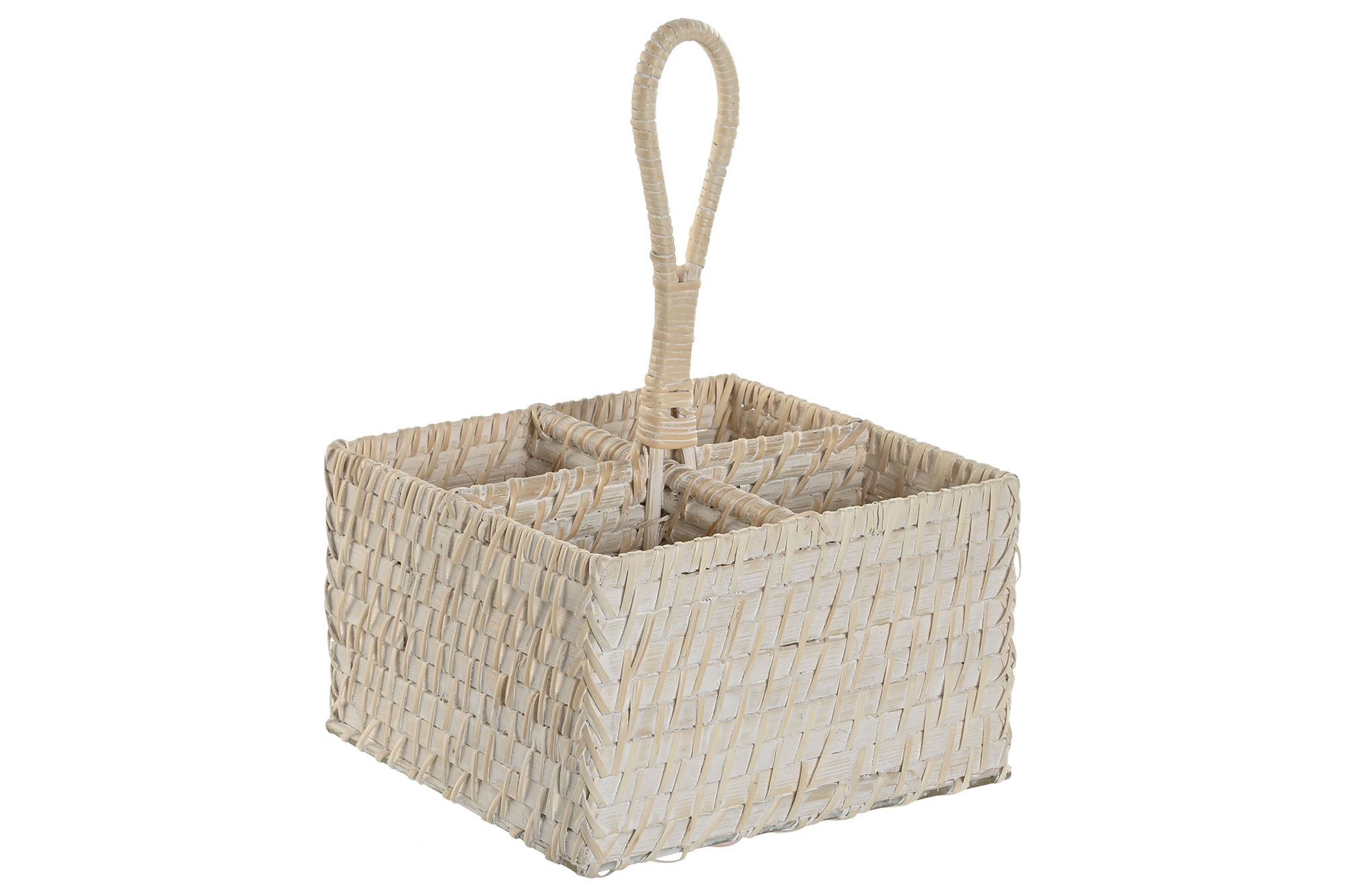 CUBERTERO BAMBU RATAN 19X19X27 BLANCO