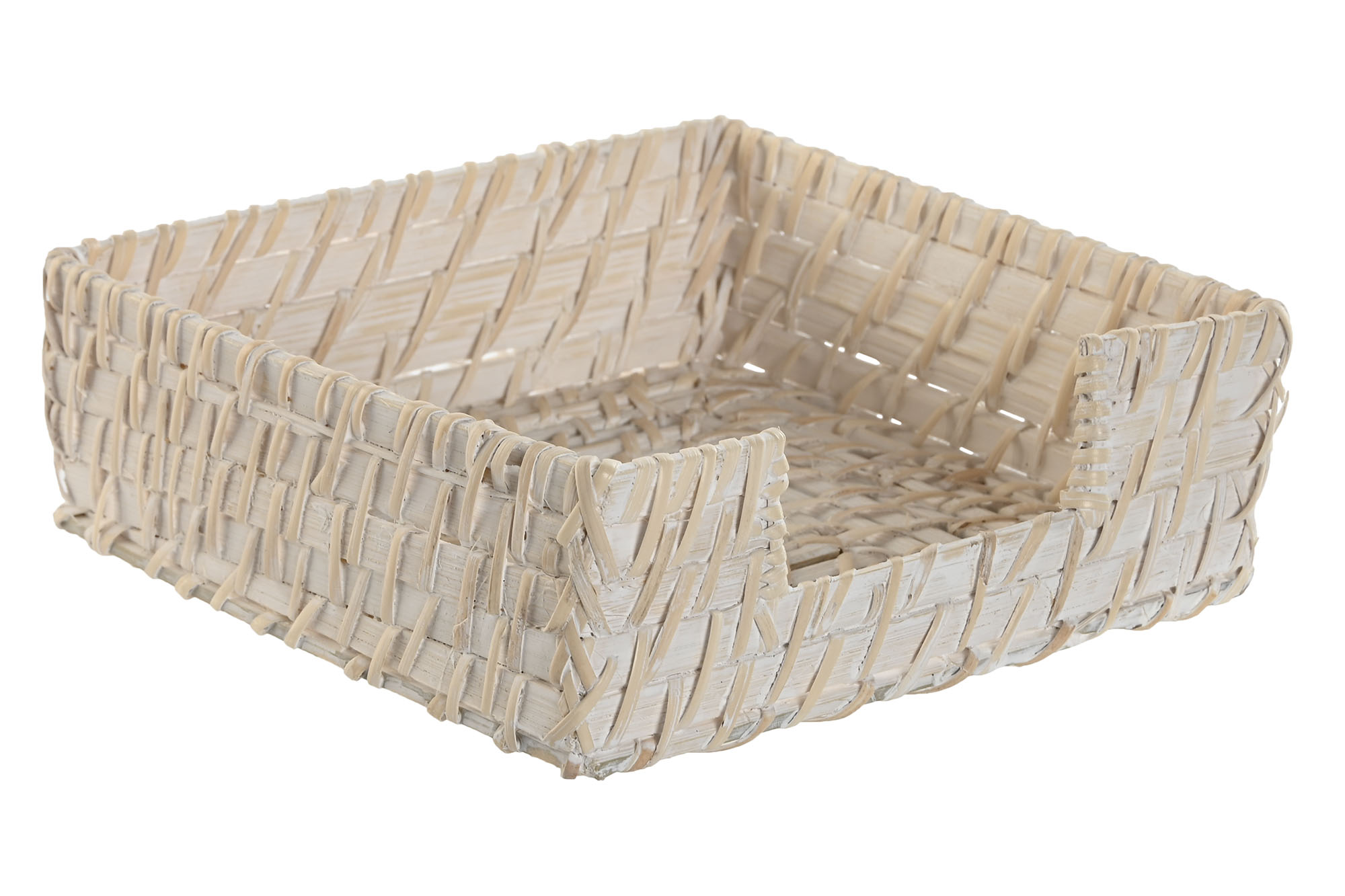 SERVILLETERO BAMBU RATAN 18X18X6 BLANCO