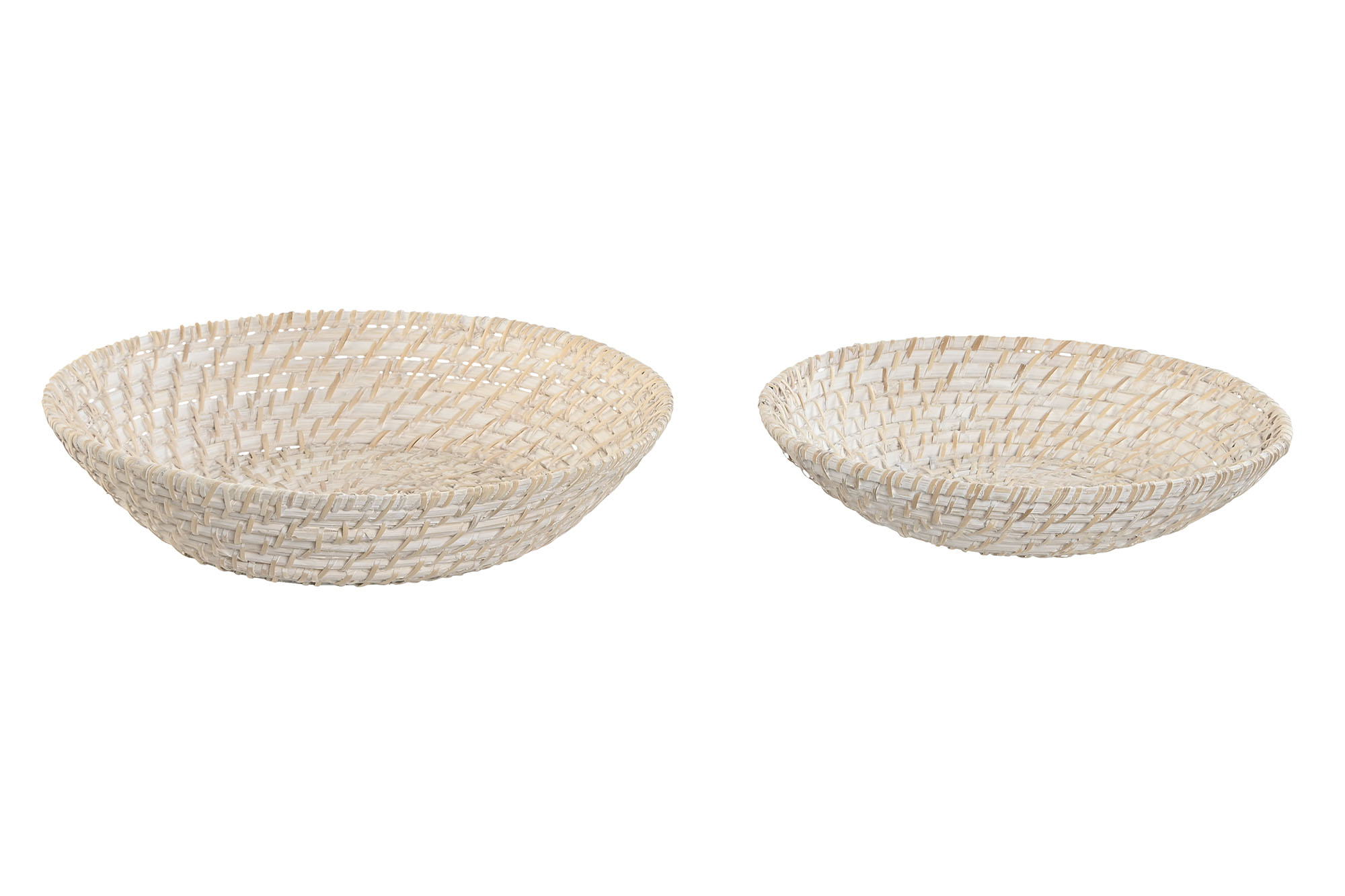 CENTRO MESA SET 2 BAMBU RATAN 35X35X8 30X7 BLANCO