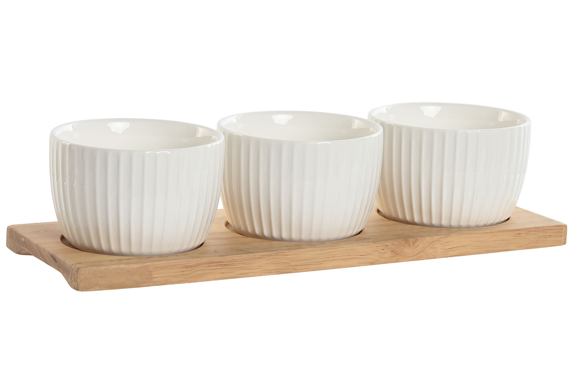 APERITIVO SET 3 PORCELANA BAMBU 28X9,6X6,2 BLANCO