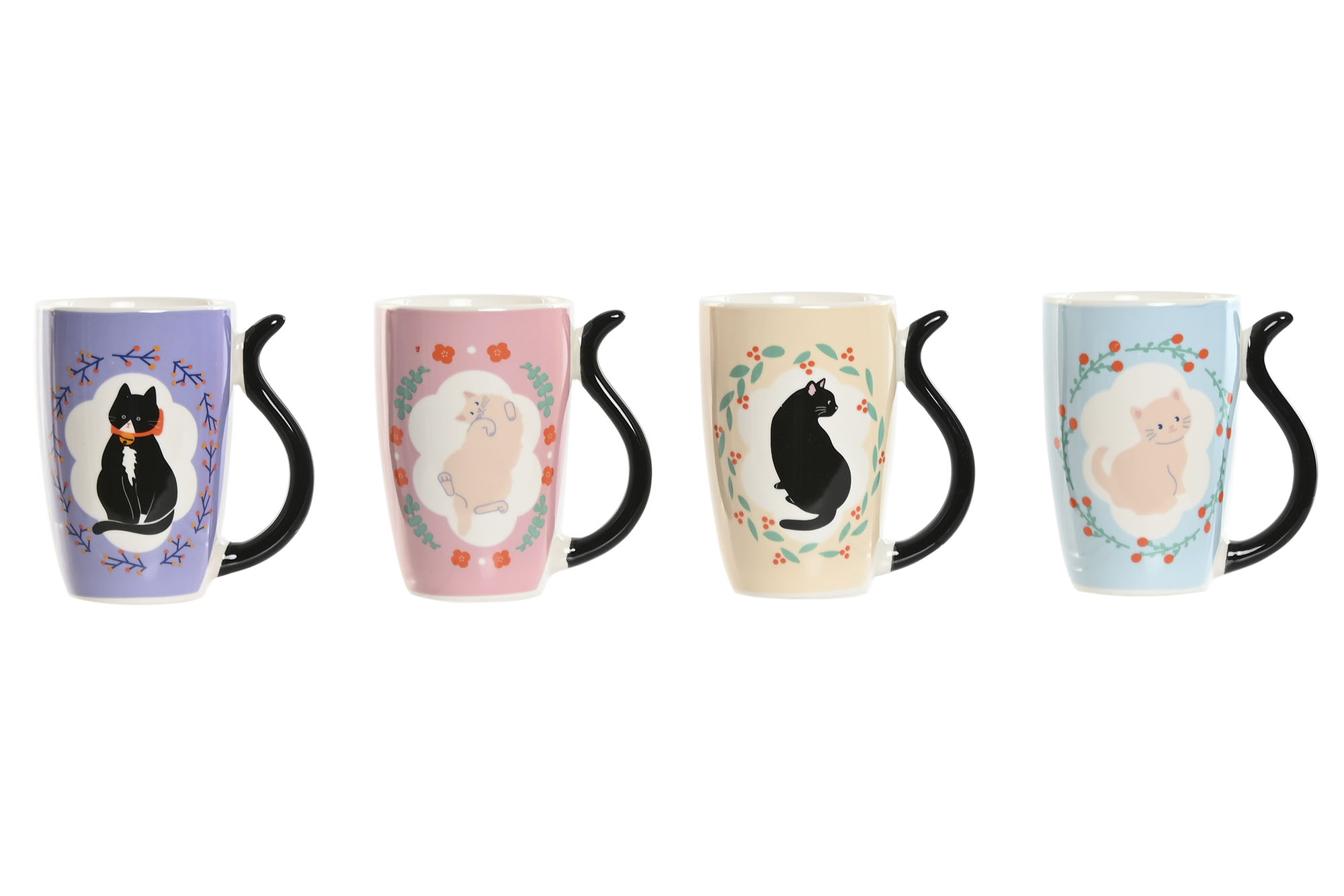 MUG PORCELANA 8,2X5,7X12 400ML GATOS 4 SURT.