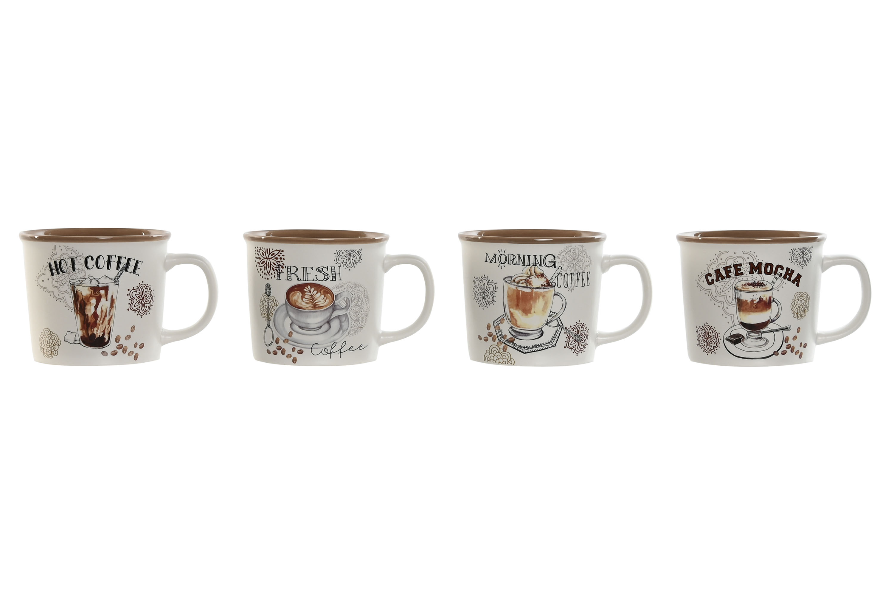 MUG PORCELANA 12,5X9,5X8,5 370ML COFFEE 4 SURT.