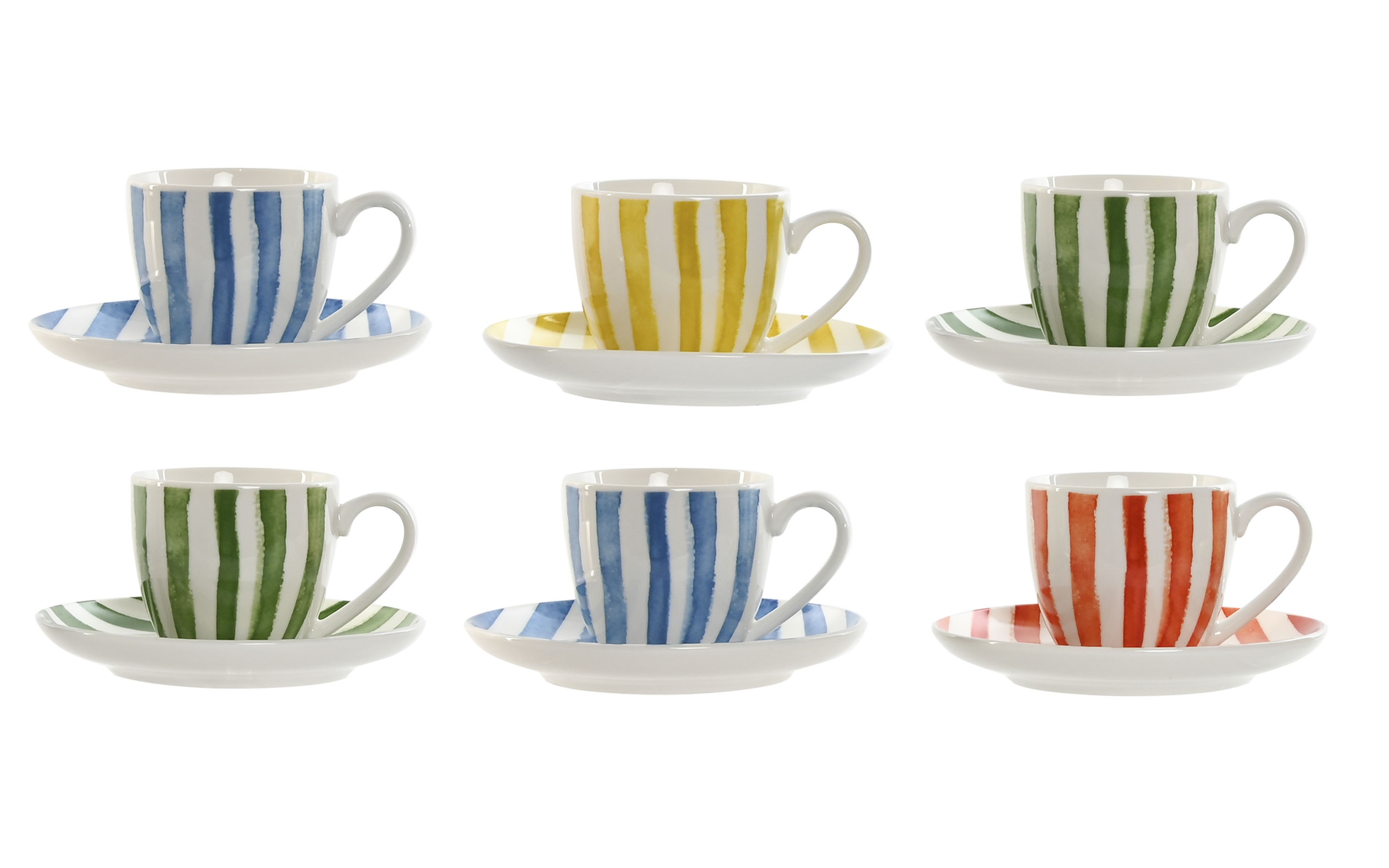 CAFE SET 6 PORCELANA 8,5X6,2X5,5 90ML, RAYAS
