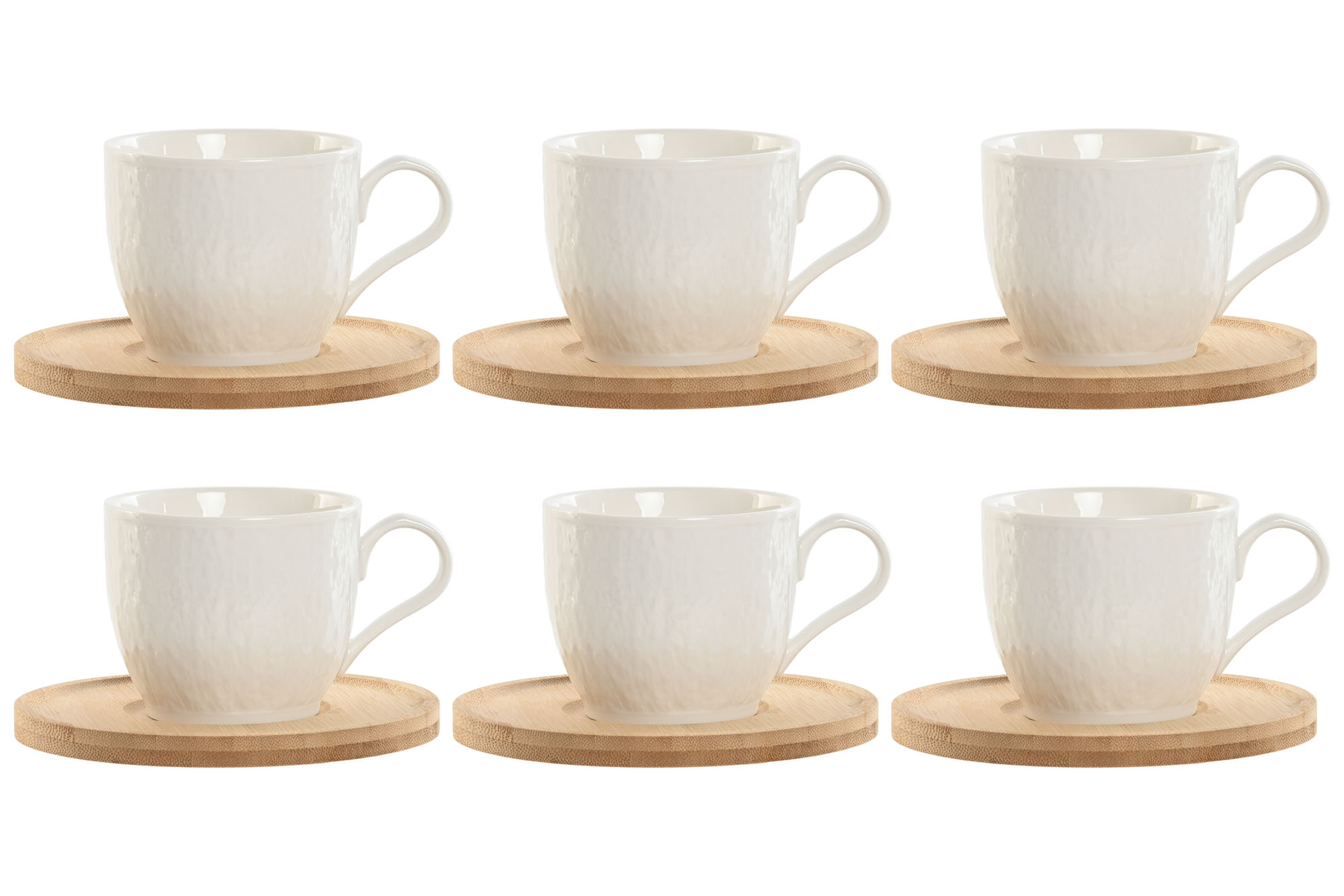 CAFE SET 6 PORCELANA BAMBU 11X8X7 220ML BLANCO