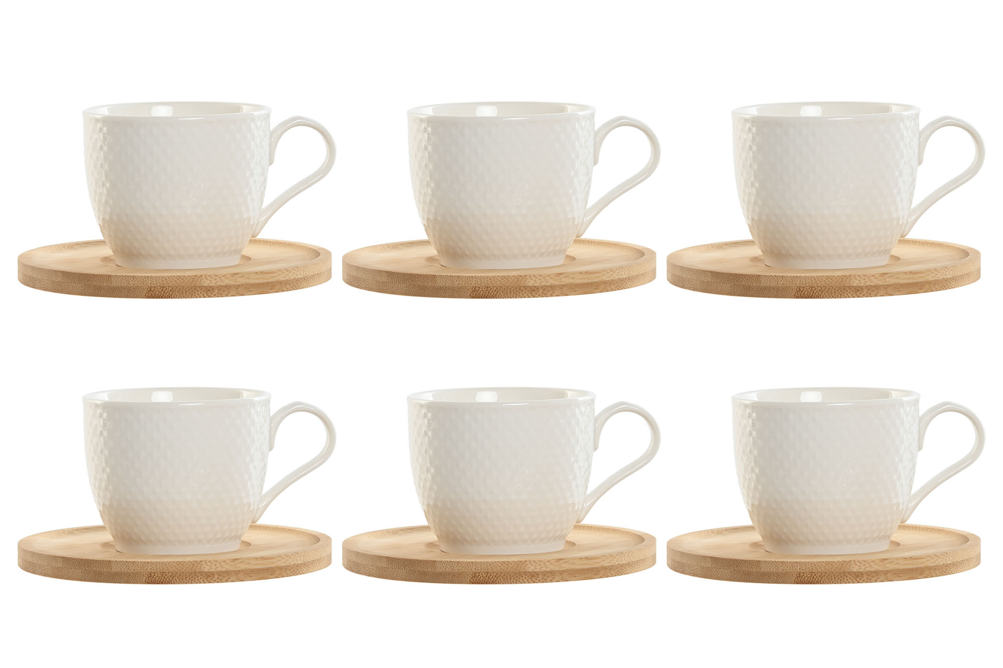 CAFE SET 6 PORCELANA BAMBU 11X8X7 220ML BLANCO