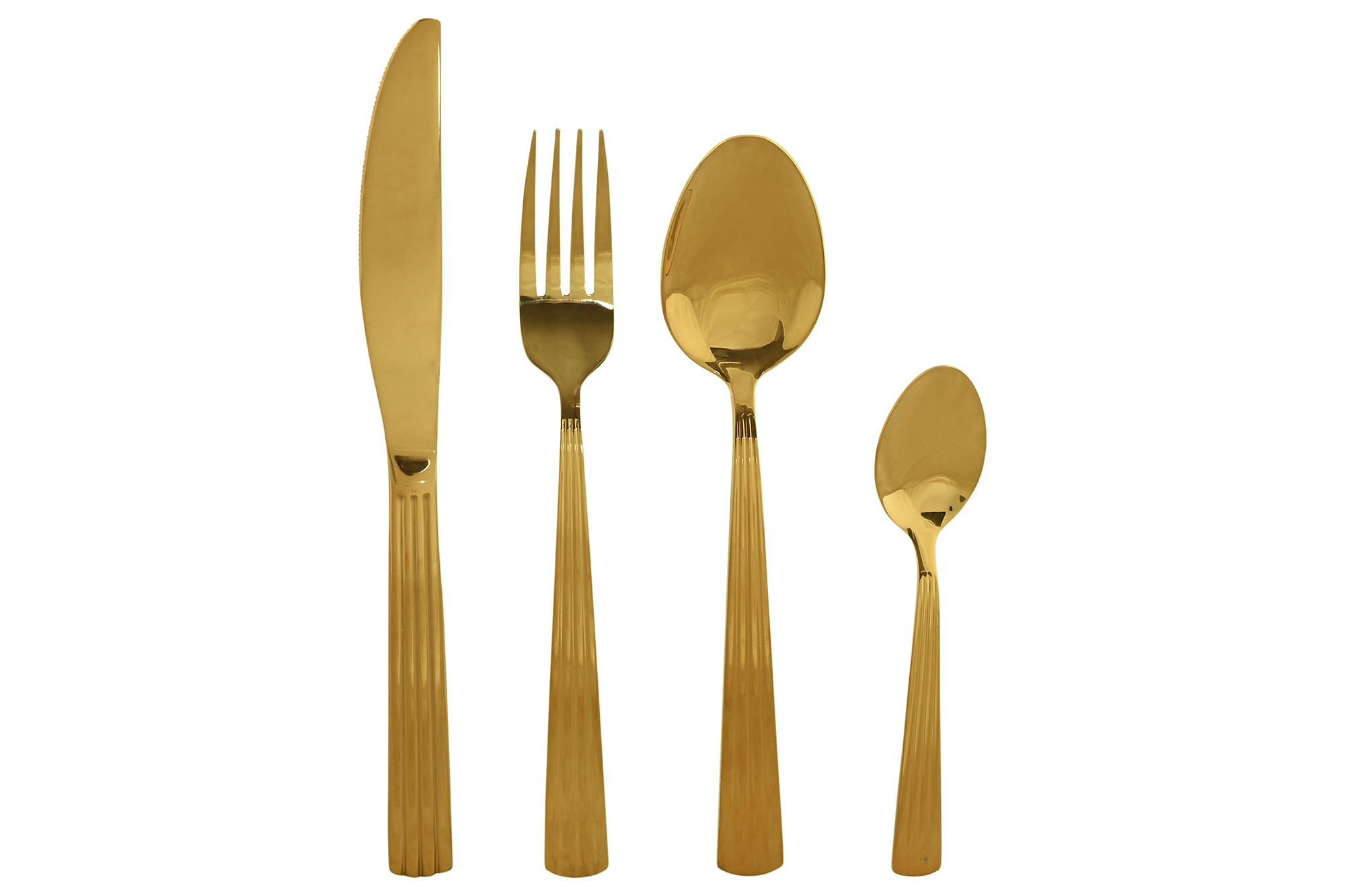 CUBERTERIA SET 16 INOX 15X7X24 2MM DORADO