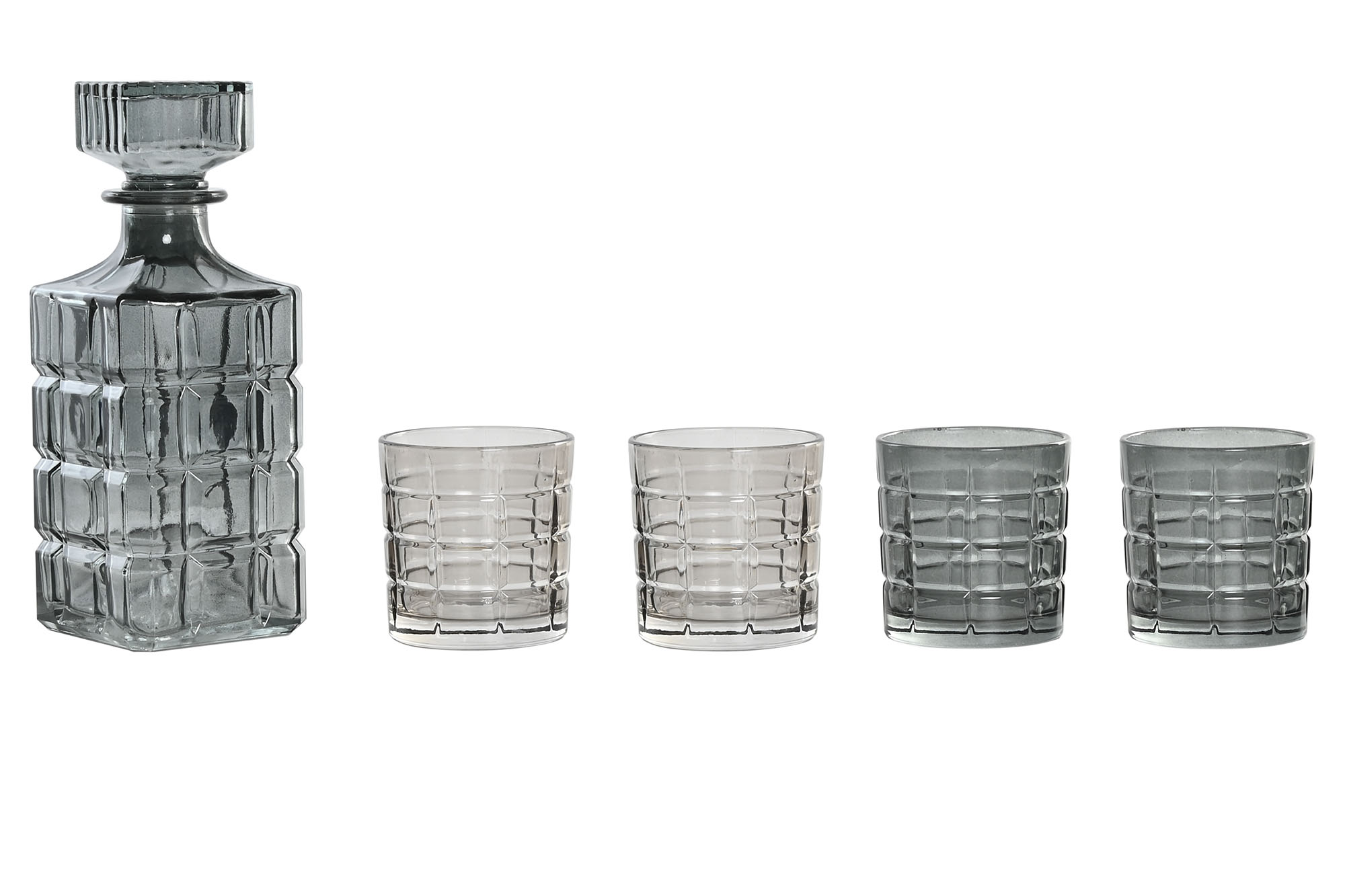 BOTELLA SET 5 CRISTAL 9,2X9,2X23 900ML LICORERA