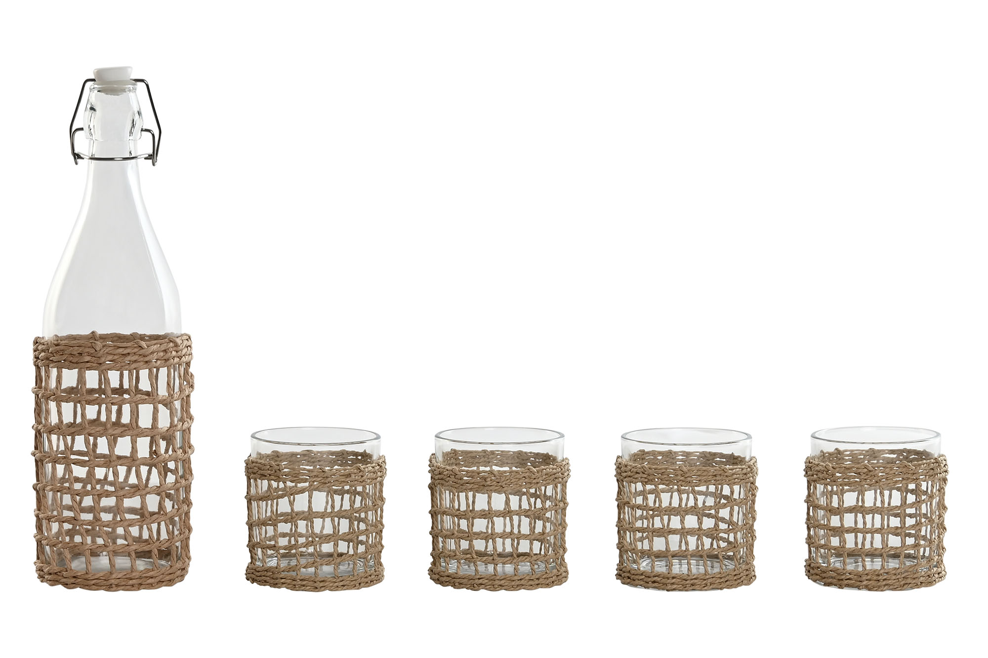 BOTELLA SET 5 CRISTAL 9X9X31,5 1L/240ML 8X8X9