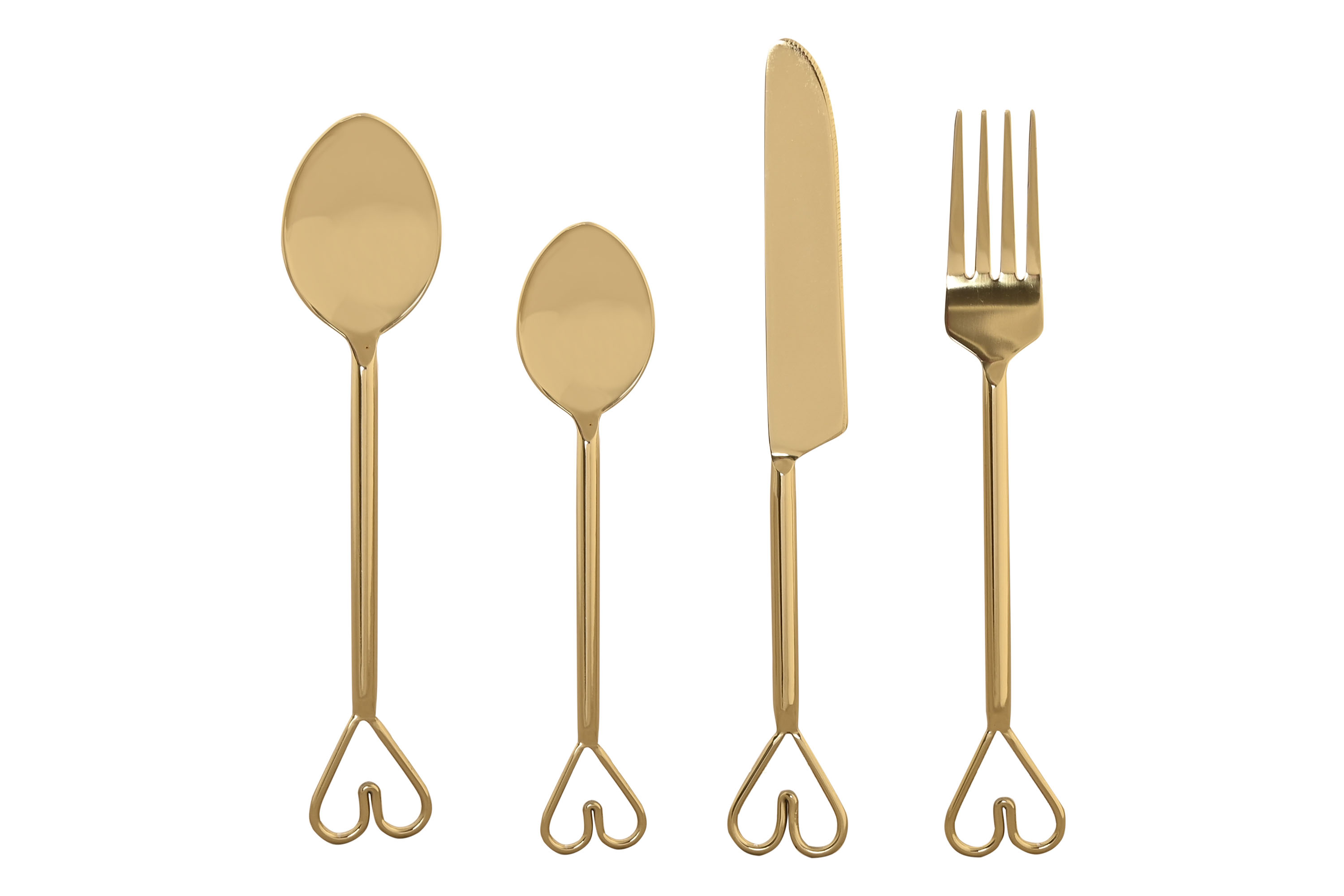 CUBERTERIA SET 16 INOX 4,5X1,5X21 CORAZON DORADO