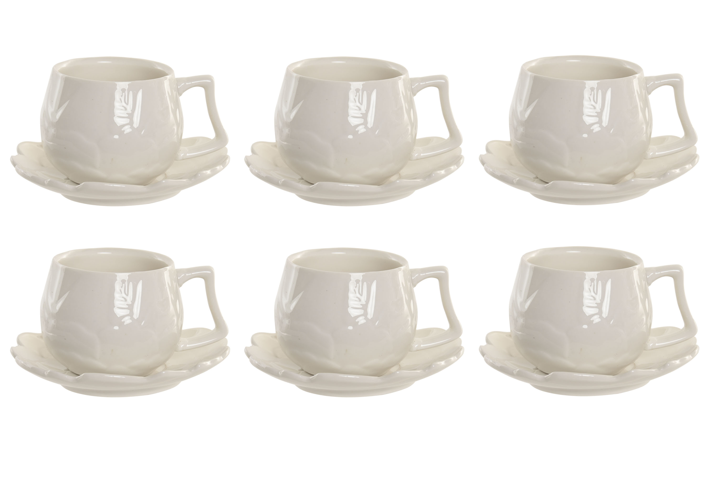 CAFE SET 6 PORCELANA 9X6,7X5,7 120ML BLANCO