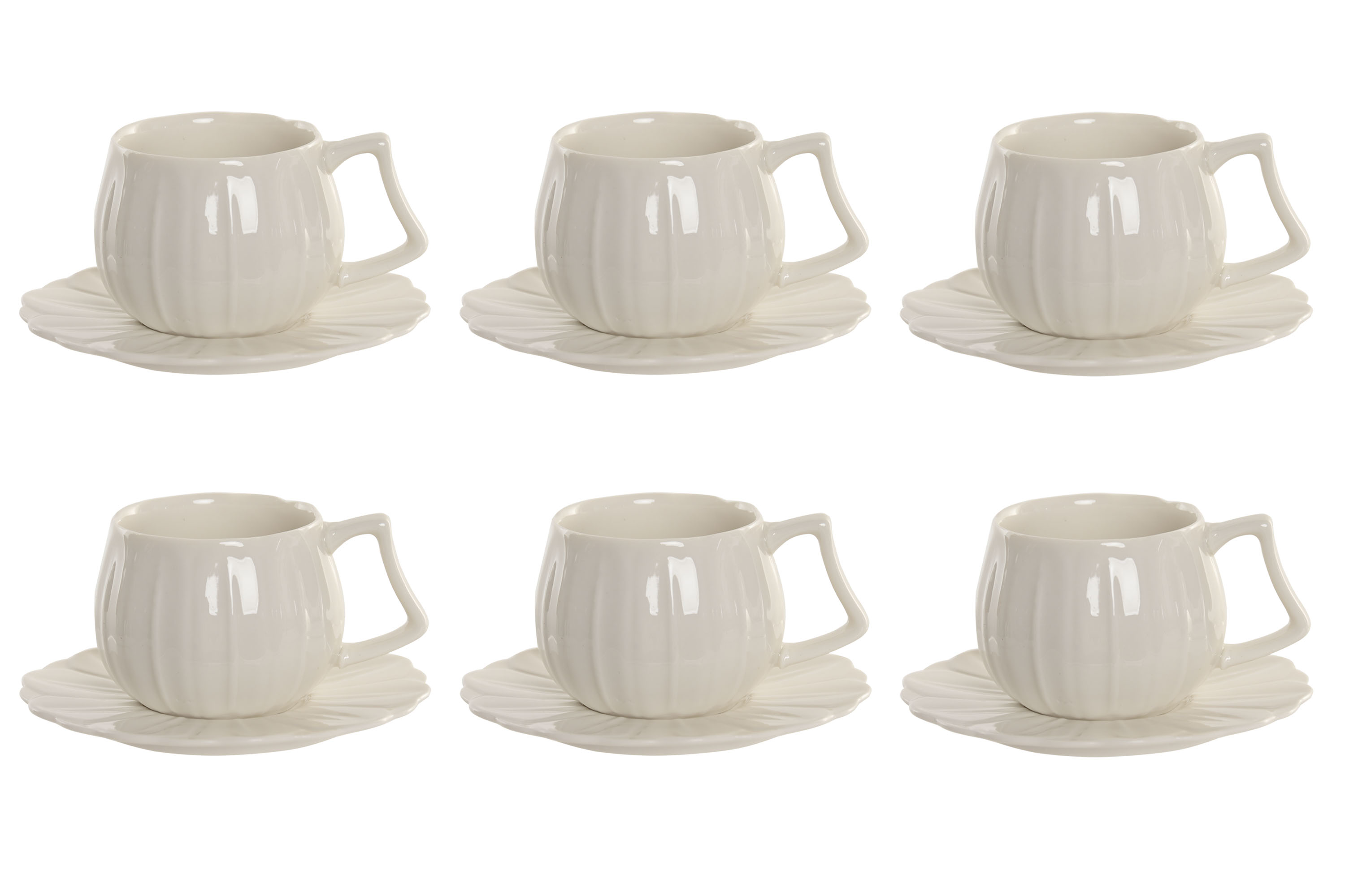 CAFE SET 6 PORCELANA 10X7,5X5,5 120ML BLANCO