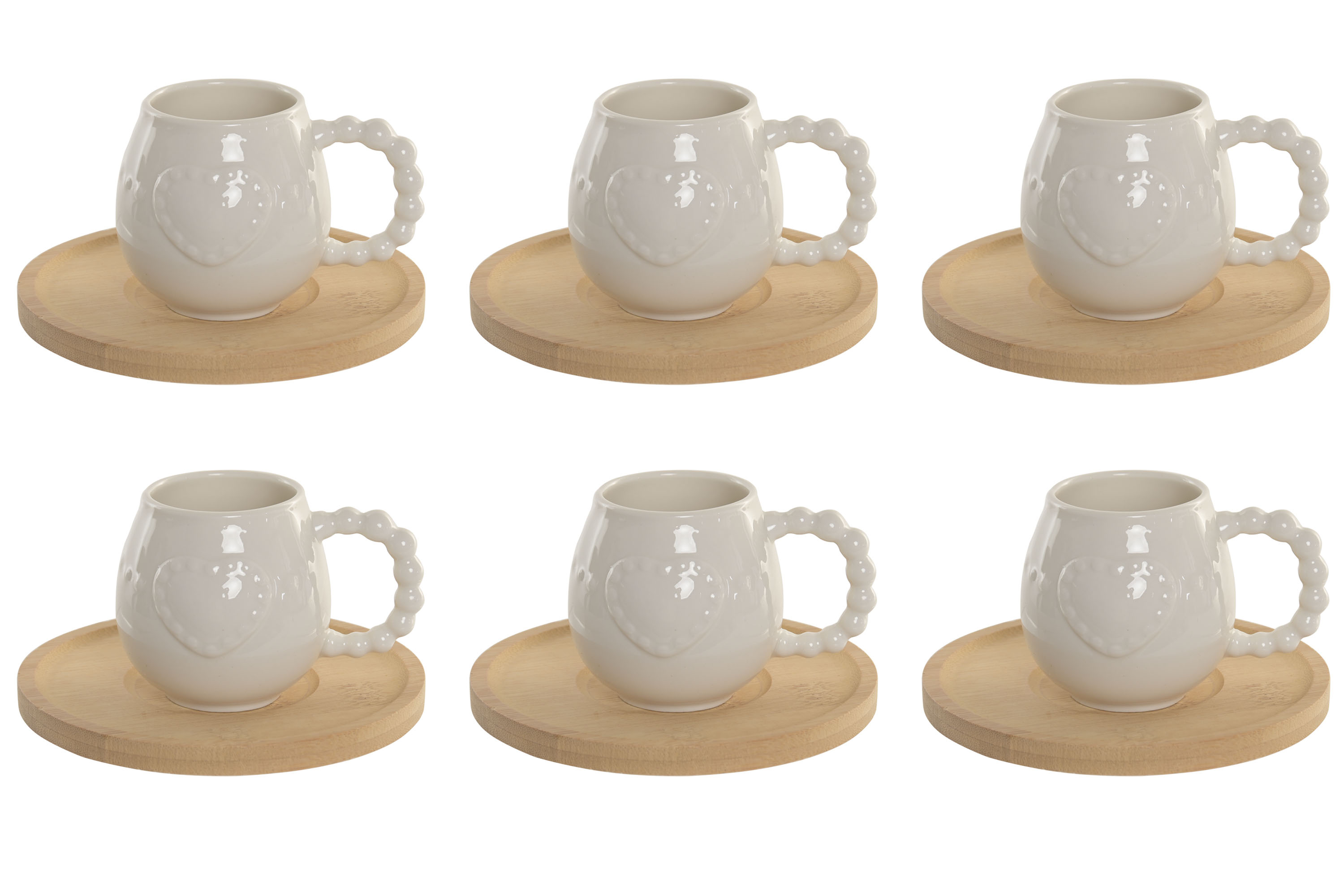 CAFE SET 6 PORCELANA 10,5X7,5X7 150ML CORAZON