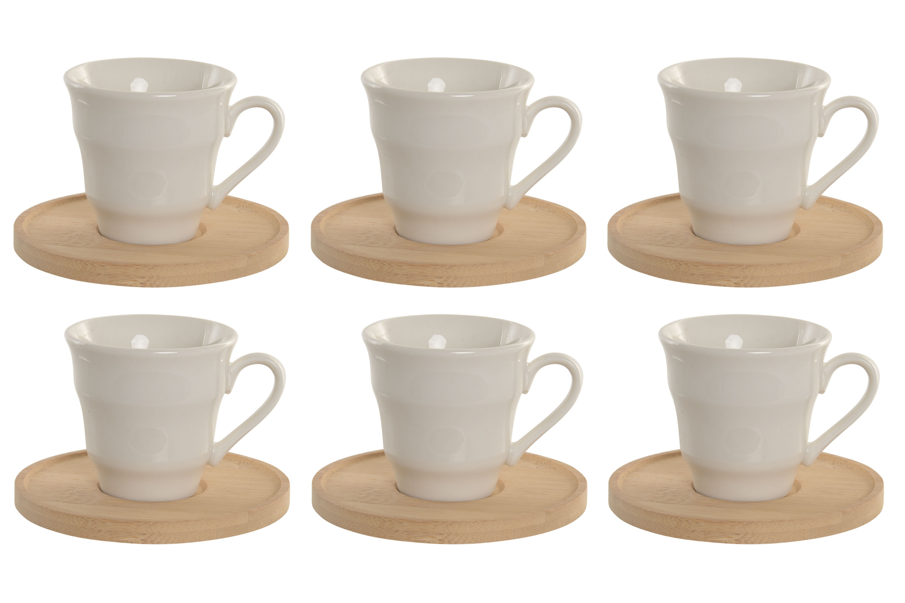 CAFE SET 6 PORCELANA BAMBU 8,5X6,4X6,2 90ML BLANCO