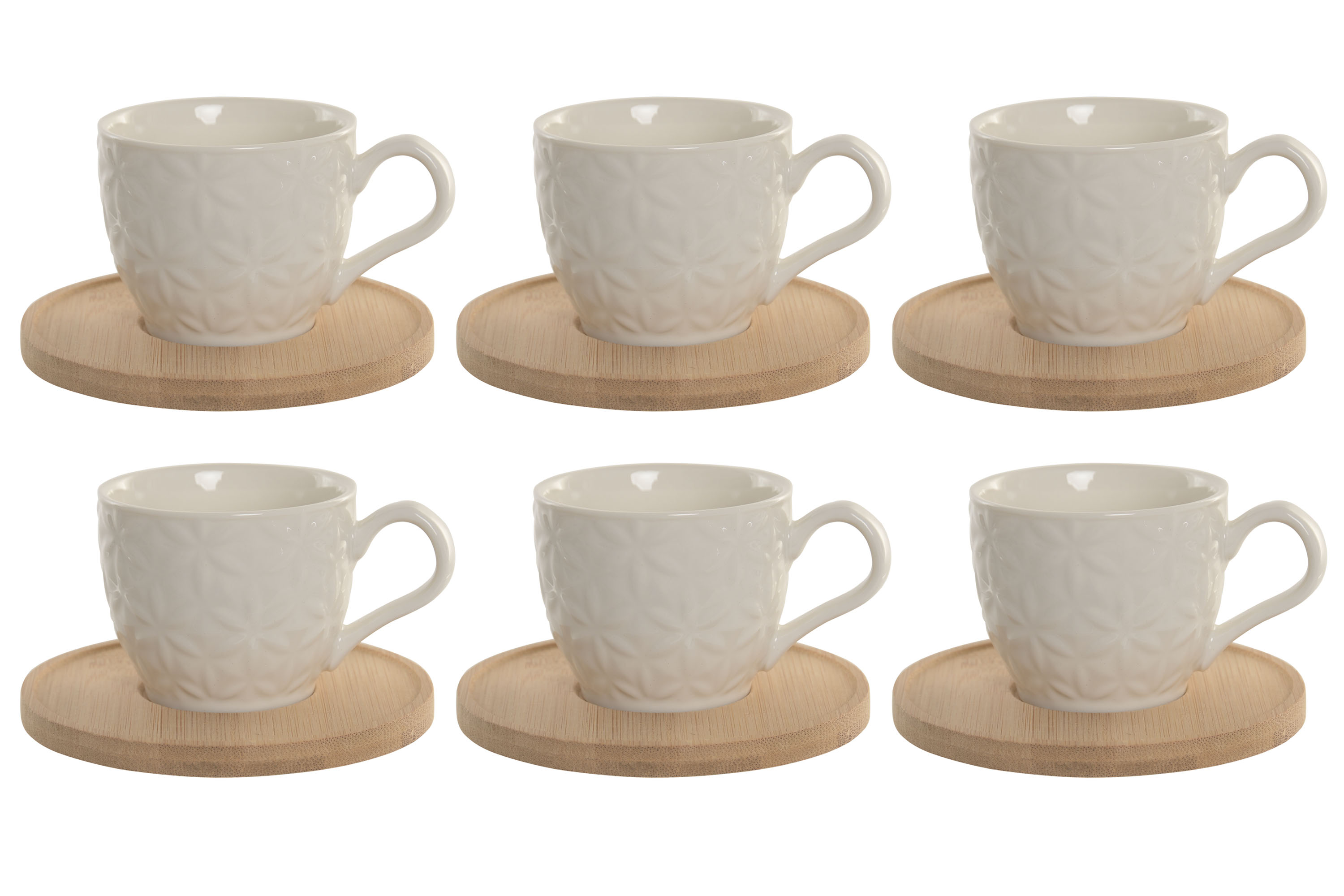 CAFE SET 6 PORCELANA BAMBU 8,8X6,4X5,2 90ML BLANCO