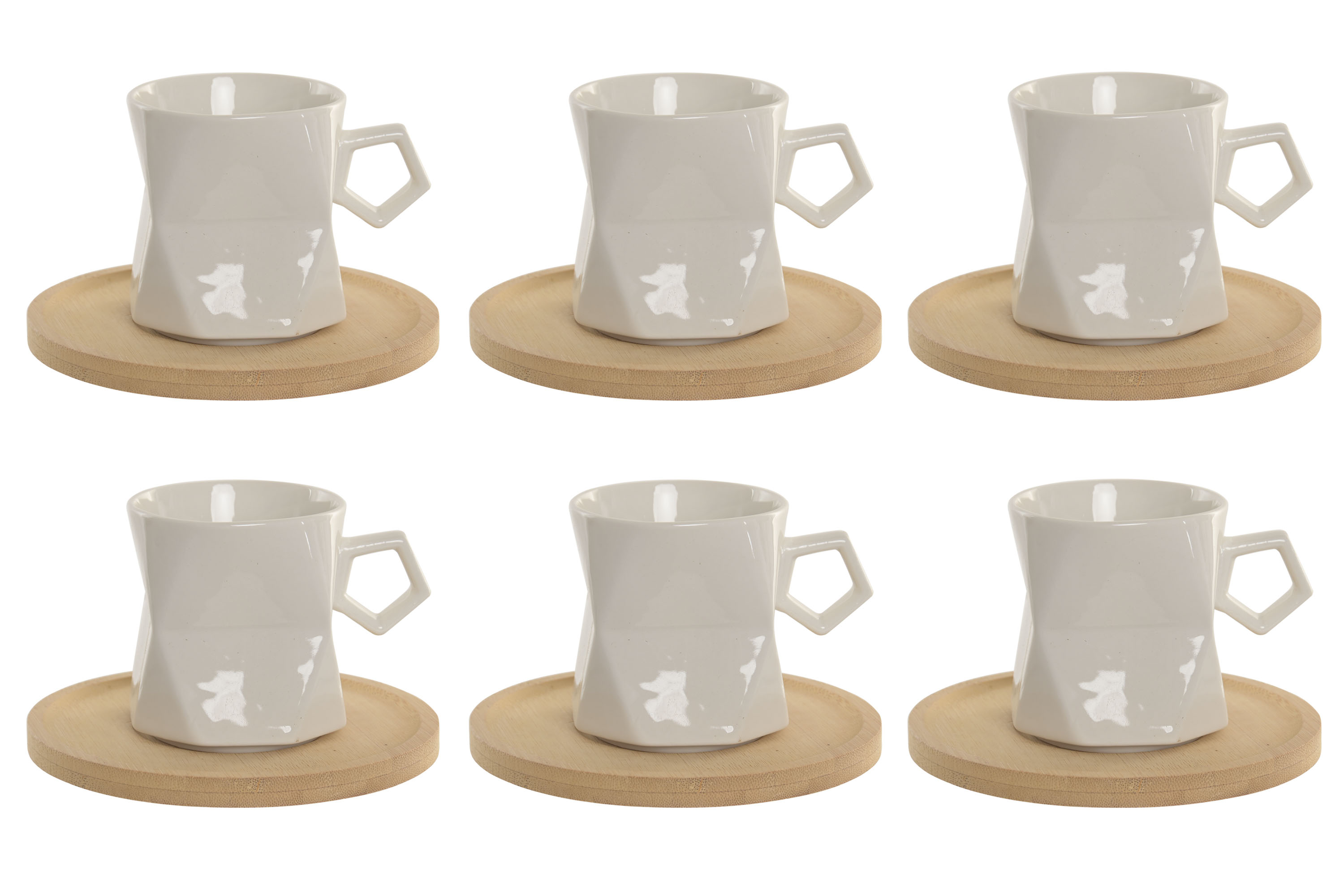 CAFE SET 6 PORCELANA 11X7,5X8 180ML MODERNO BLANCO
