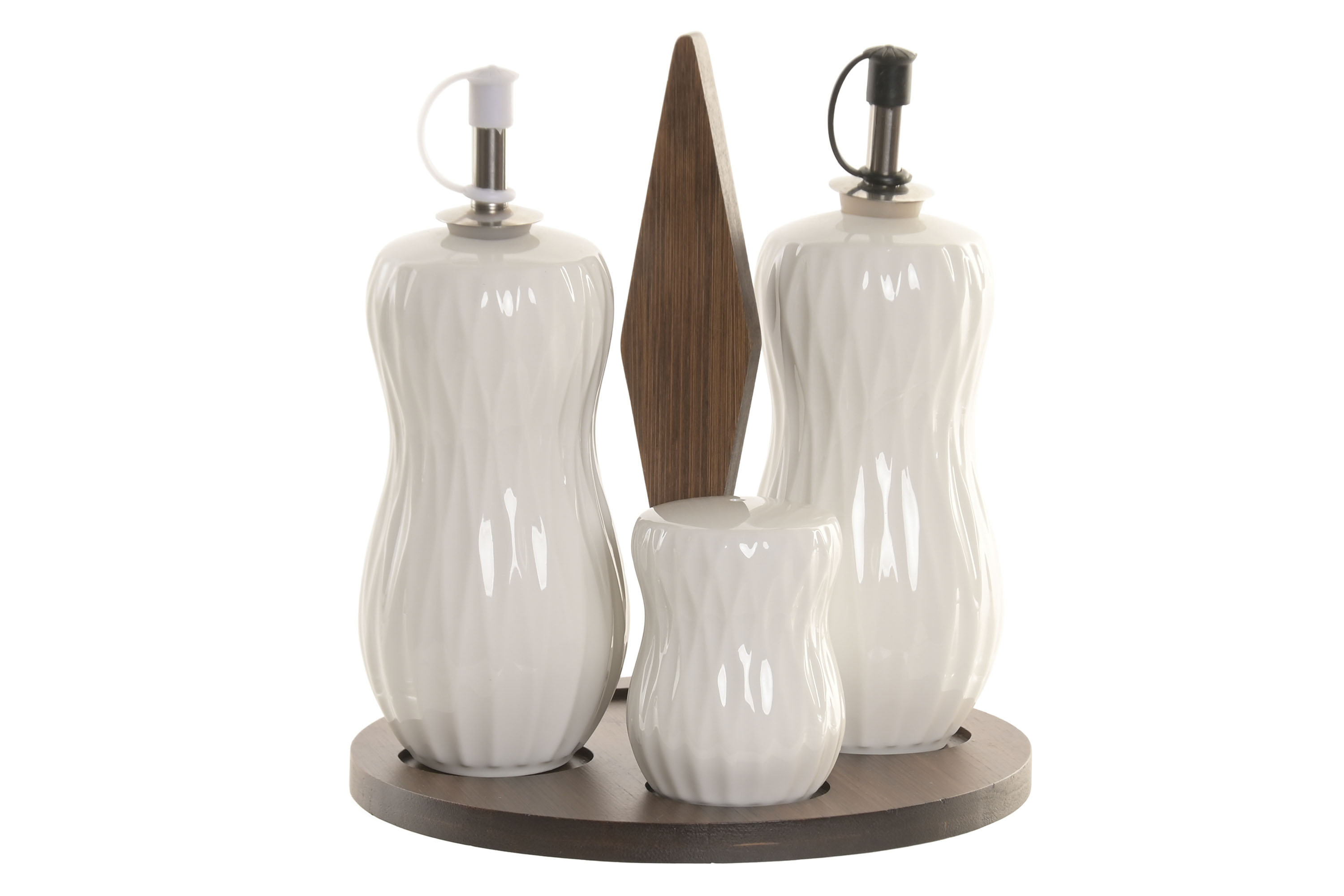 ACEITERA VINAGRERA SET 4 PORCELANA BAMBU 17X17X19