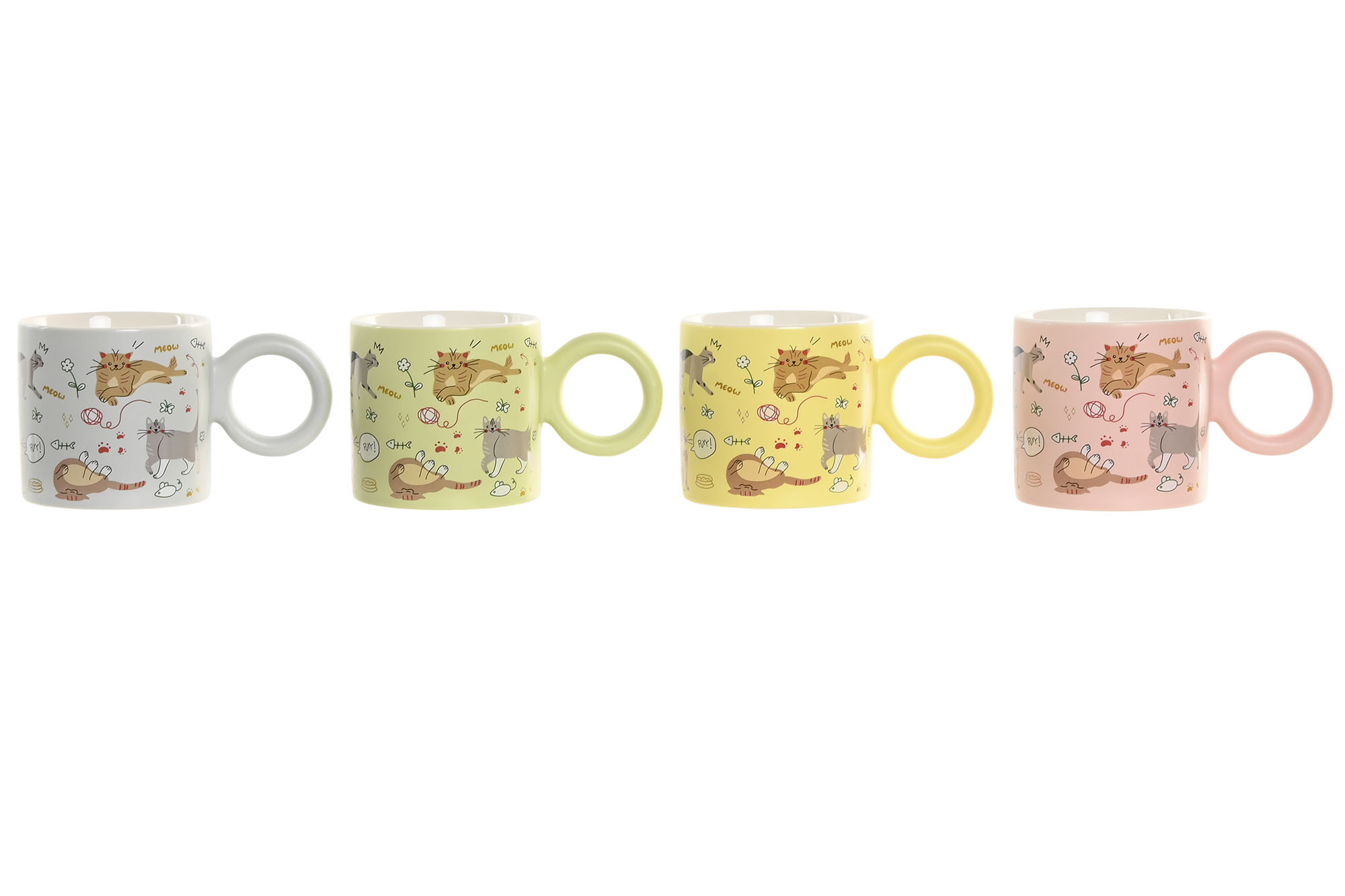 MUG PORCELANA 14X8,5X8,3 330ML GATOS 4 SURT.