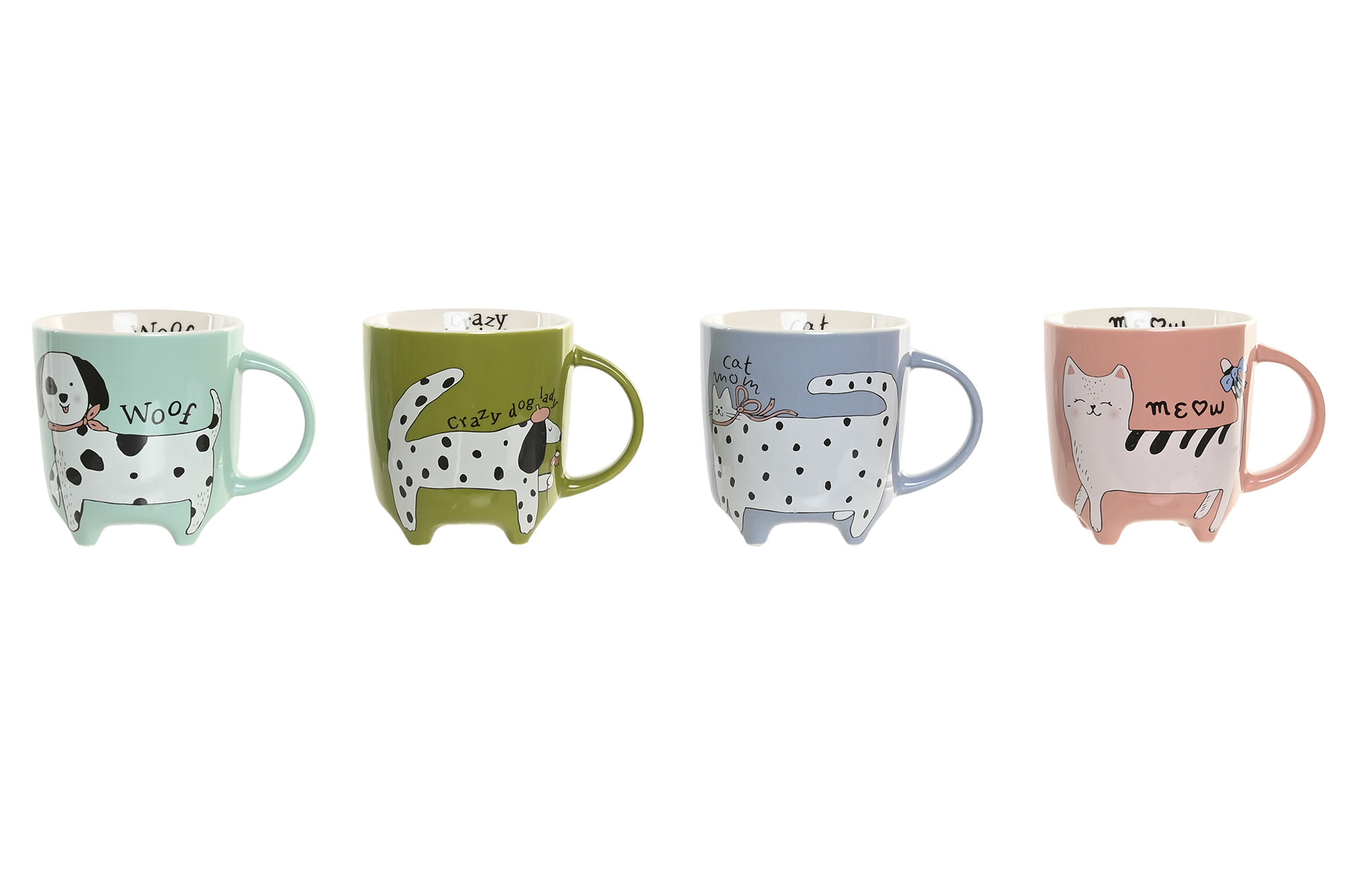 MUG PORCELANA 9X7,5X9,5 350ML GATO PERRO 4 SURT.