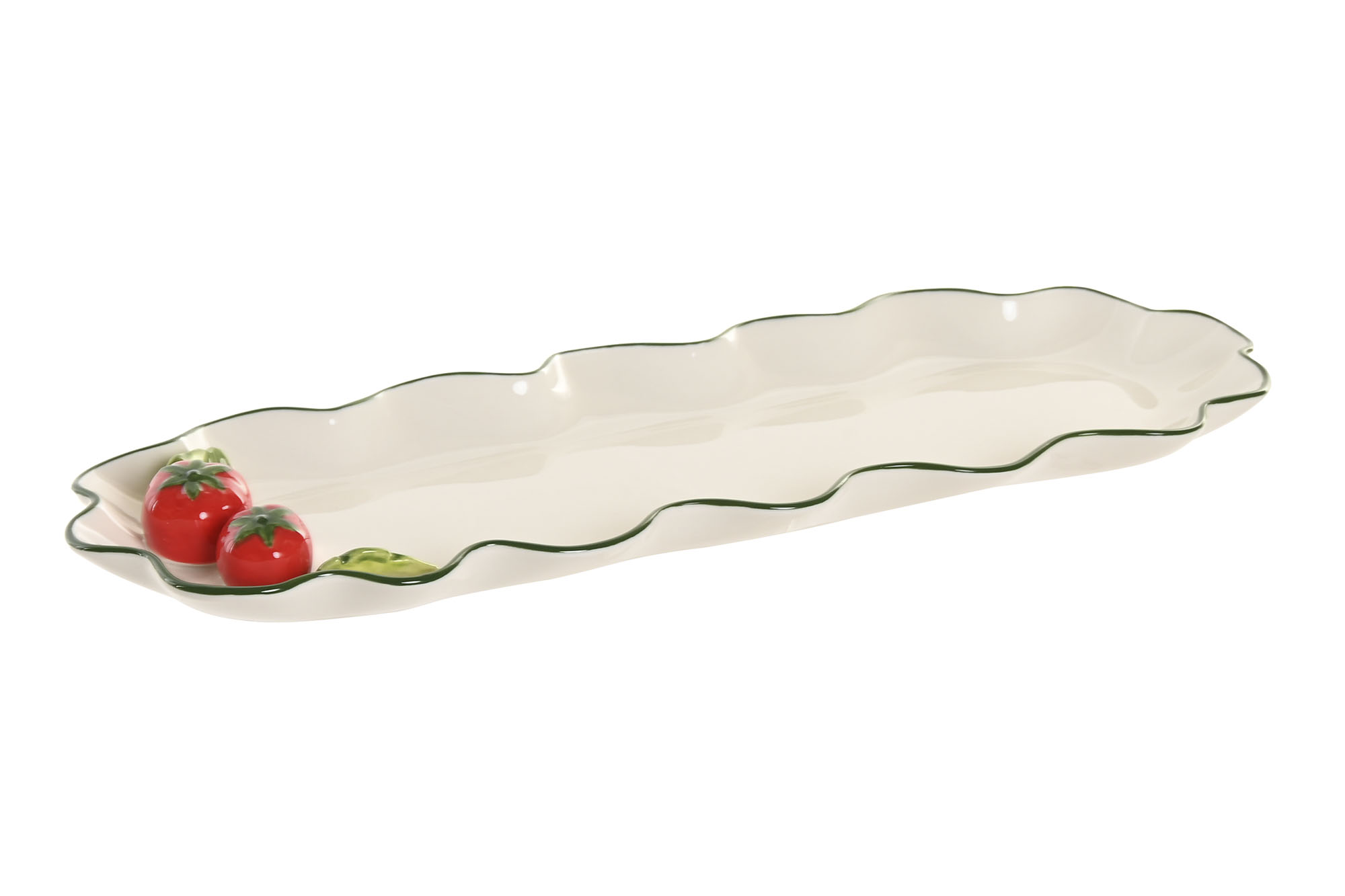 BANDEJA GRES 36X13X2,5 TOMATES BLANCO