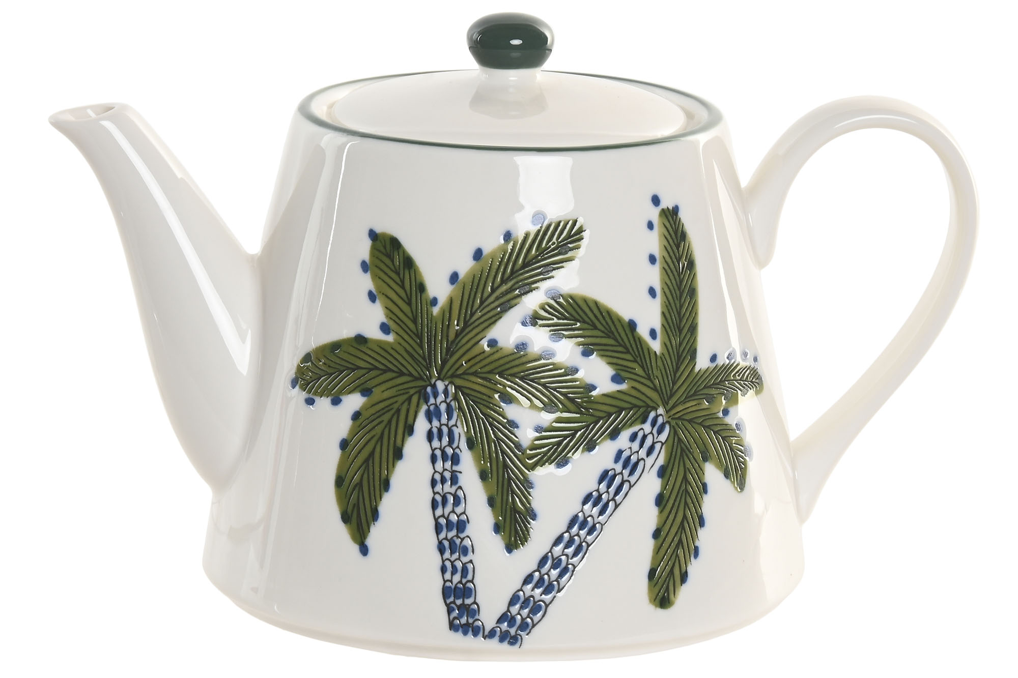 TETERA PORCELANA 21X13,8X13,5 850ML PALMERAS VERDE