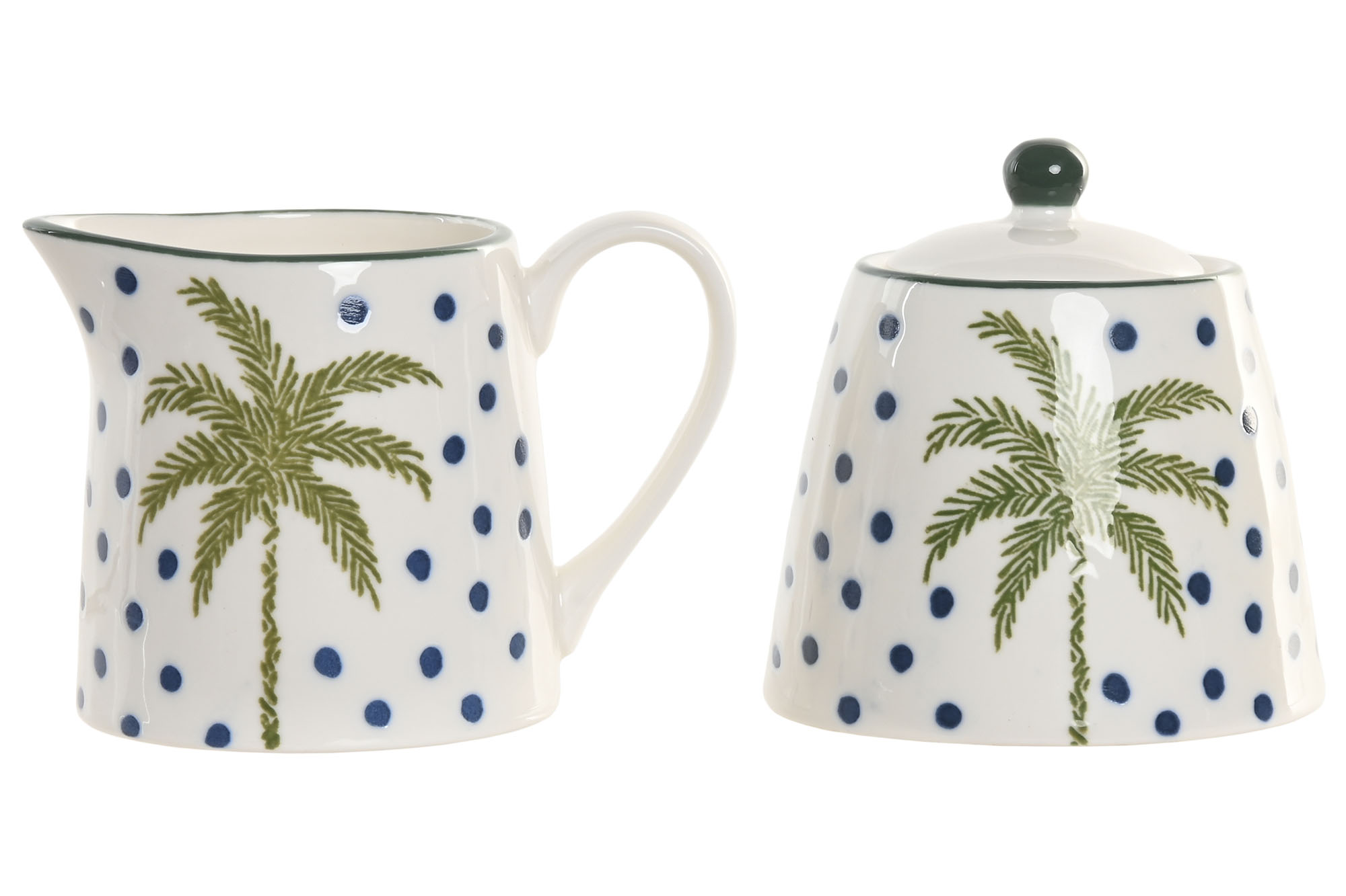 AZUCARERO SET 2 PORCELANA 11X7,6X7,8 PALMERAS