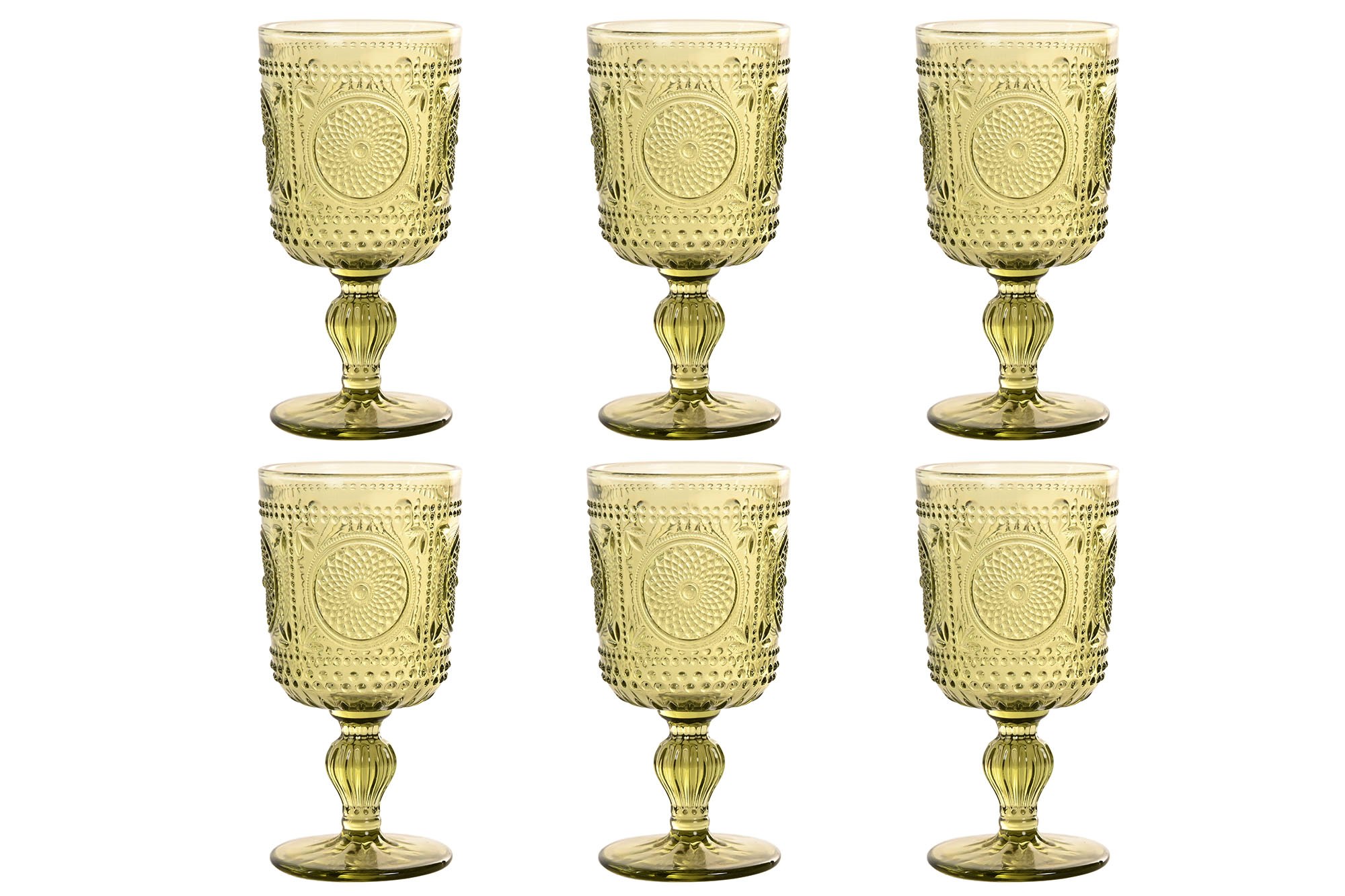 COPA SET 6 CRISTAL 8X8X15,5 265ML RELIEVE VERDE