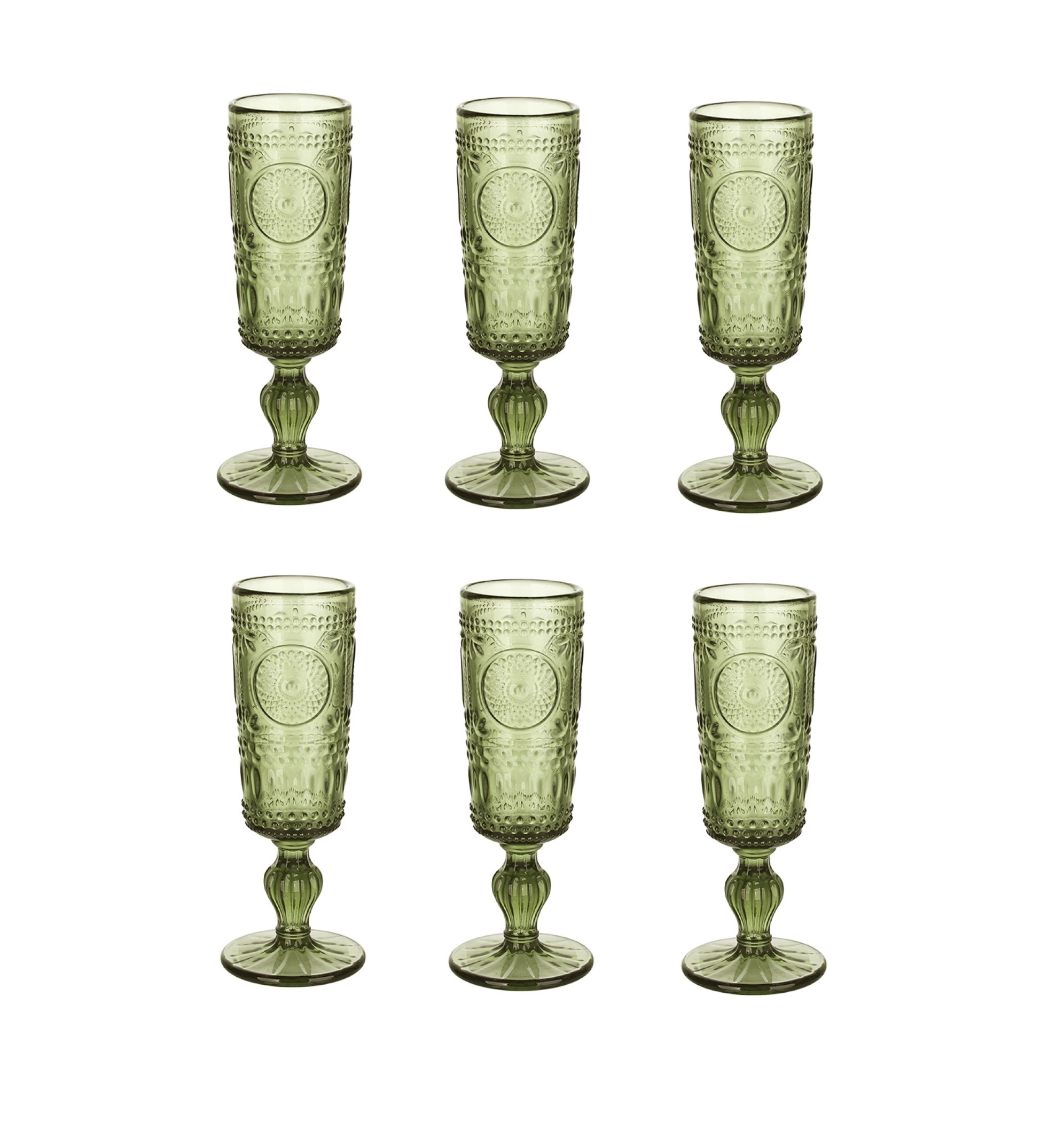 COPA SET 6 CRISTAL 6X6X18,4 135ML RELIEVE VERDE