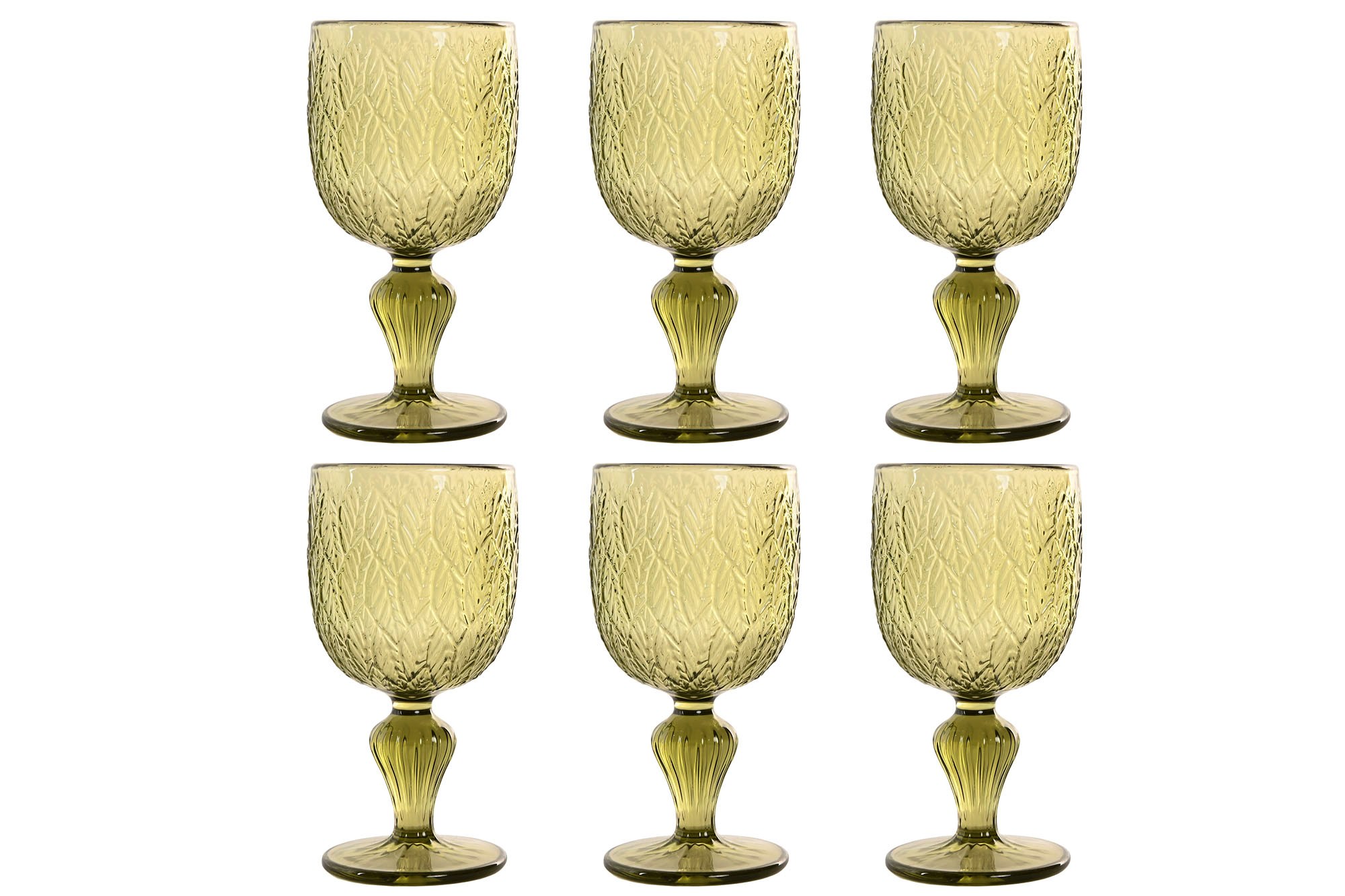 COPA SET 6 CRISTAL 8X8X15,5 250ML HOJAS RELIEVE