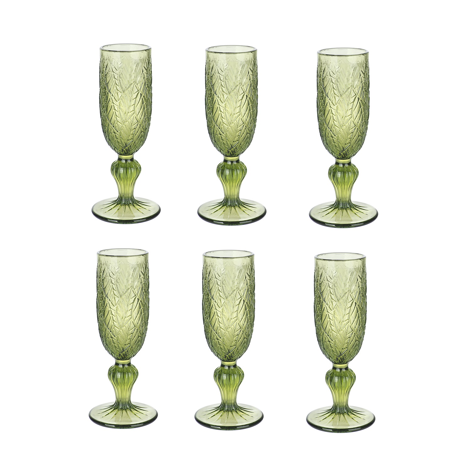 COPA SET 6 CRISTAL 7X7X18 160ML HOJAS RELIEVE