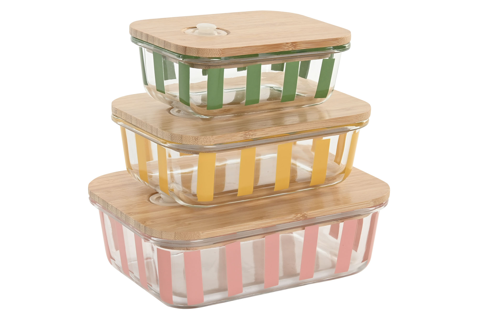 RECIPIENTE SET 3 CRISTAL 20X15X6,5 1L/660ML RAYAS