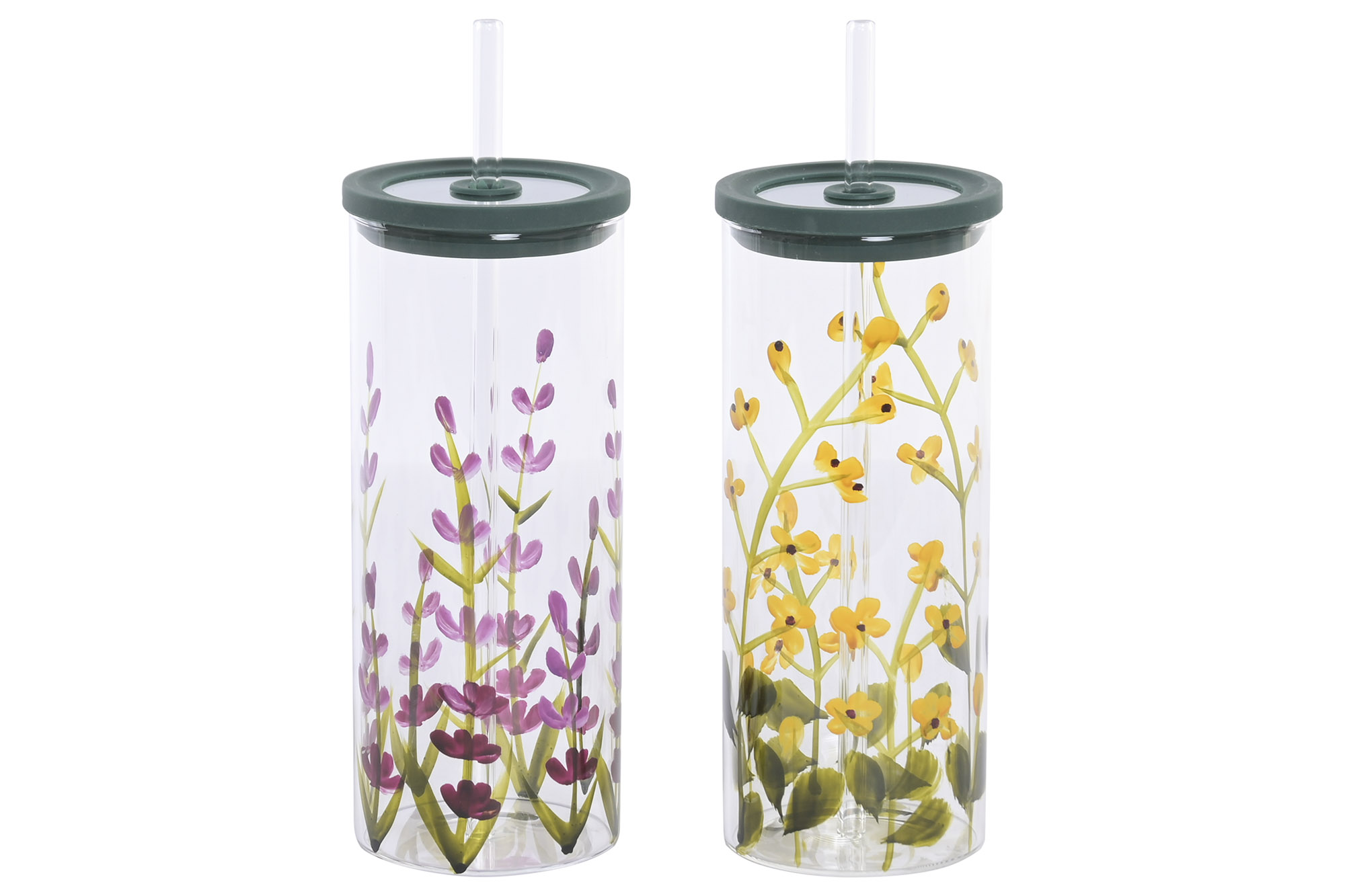 VASO BOROSILICATO 7,5X7,5X20 FLORES 2 SURT.