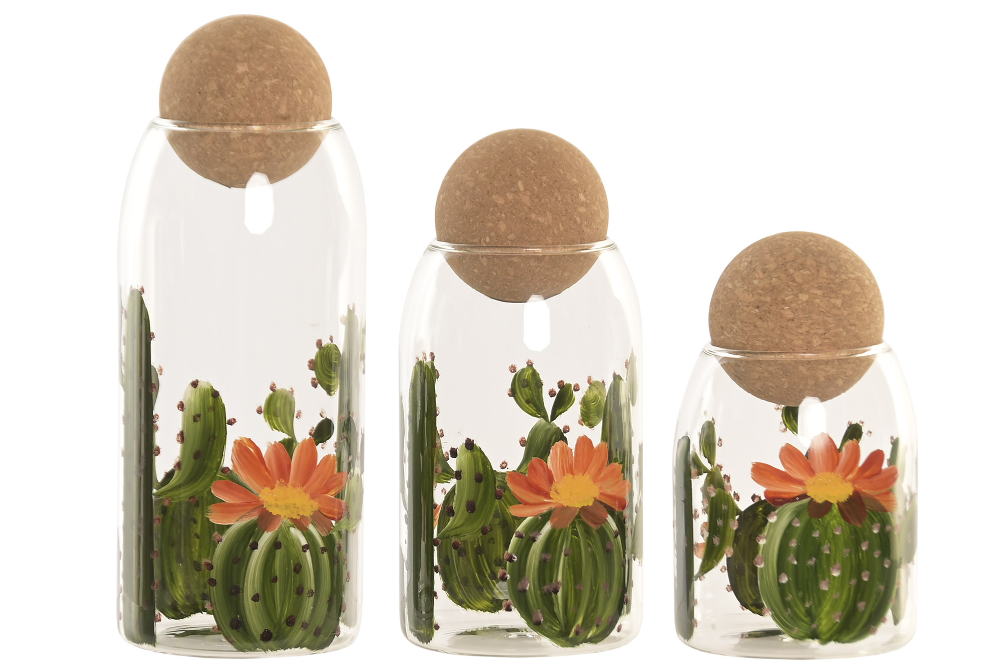 BOTE SET 3 CRISTAL CORCHO 10X10X25,4 1,4L CACTUS