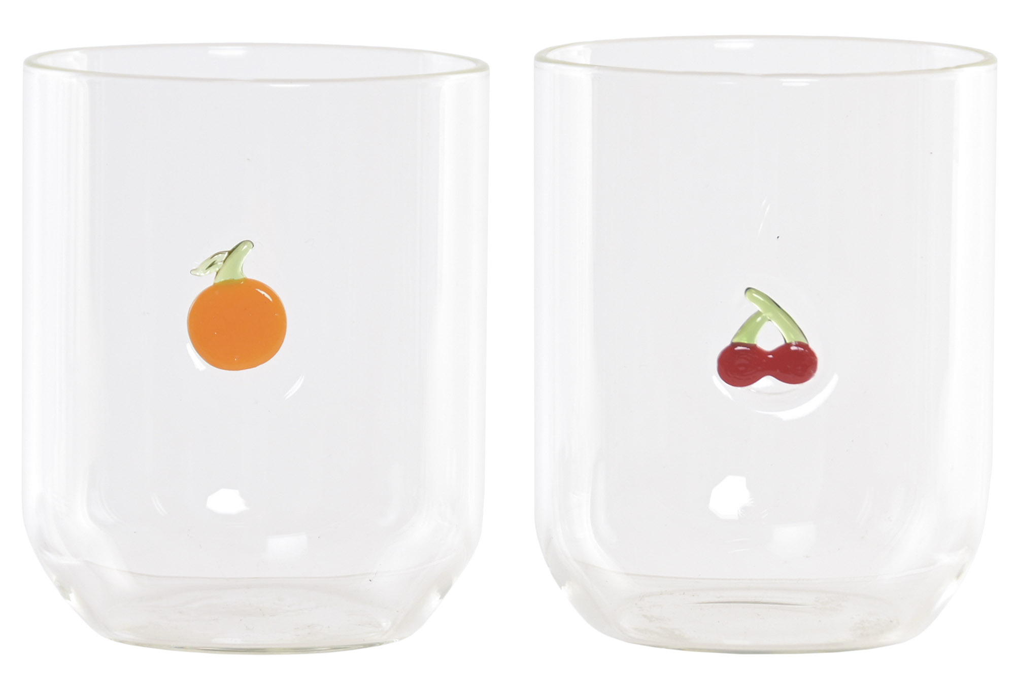 VASO BOROSILICATO 8X8X10 380ML FRUTA 2 SURT.