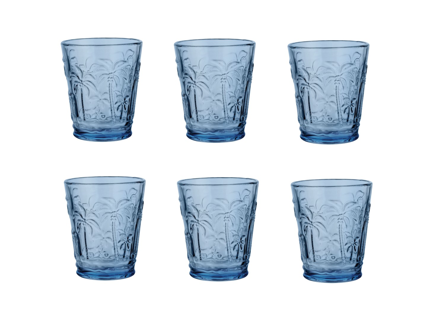 VASO SET 6 CRISTAL 8,5X8,5X10,2 290ML PALMERAS