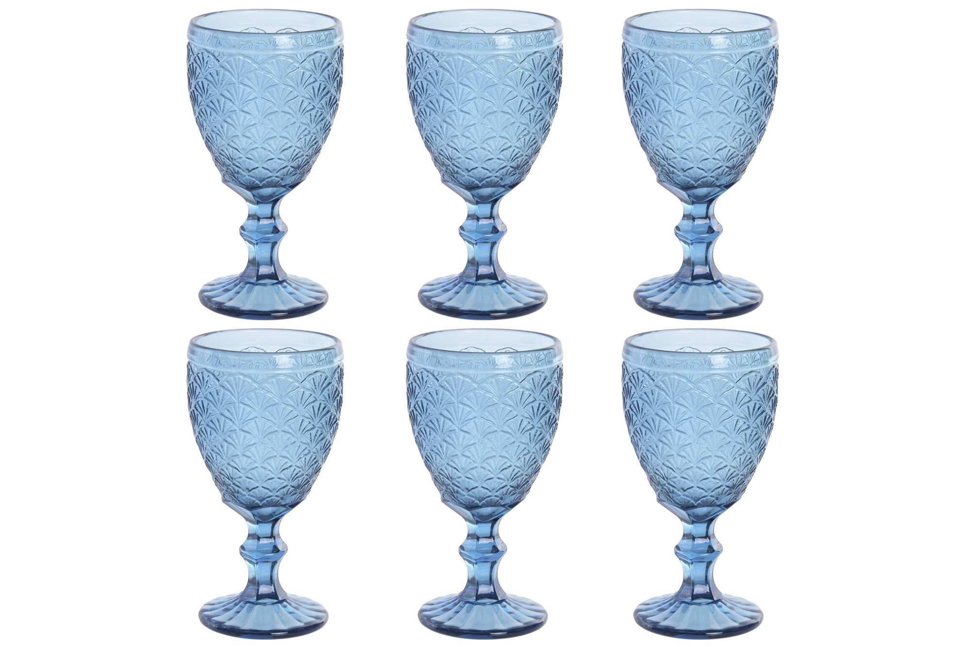 COPA SET 6 CRISTAL 8,8X8,8X17 300ML RELIEVE AZUL