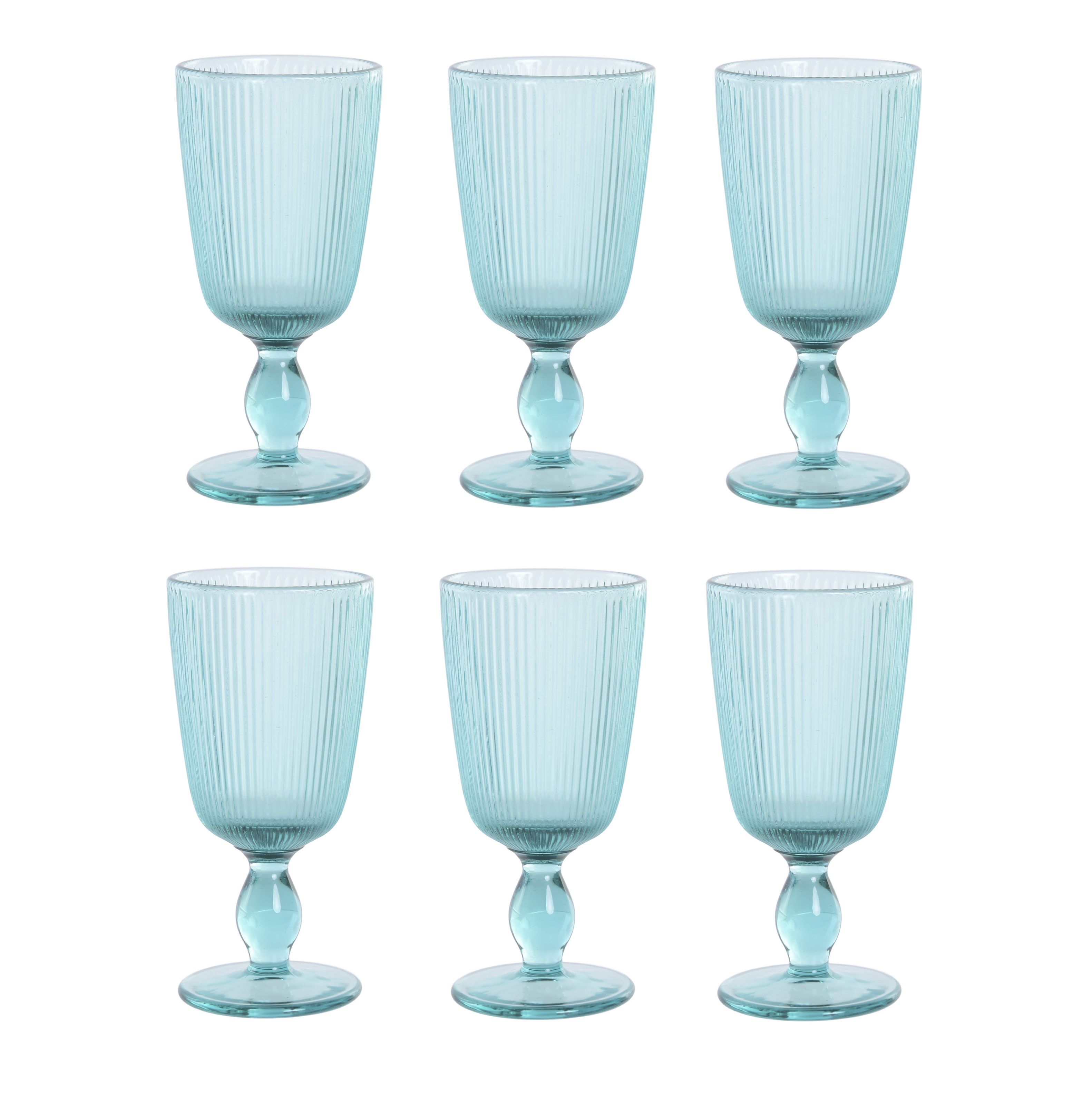 COPA SET 6 CRISTAL 8X8X16,5 285ML RAYADO TURQUESA