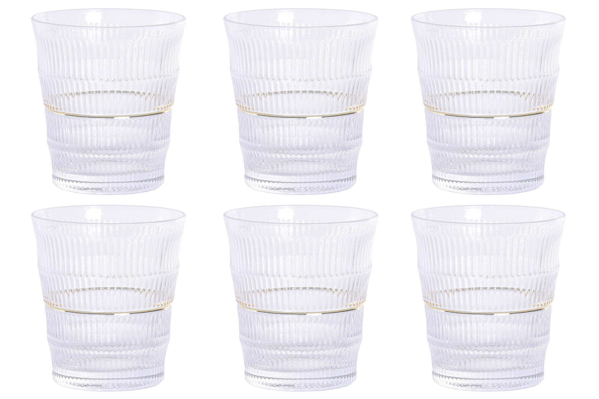 VASO SET 6 CRISTAL 9X9X10 365ML RAYADO