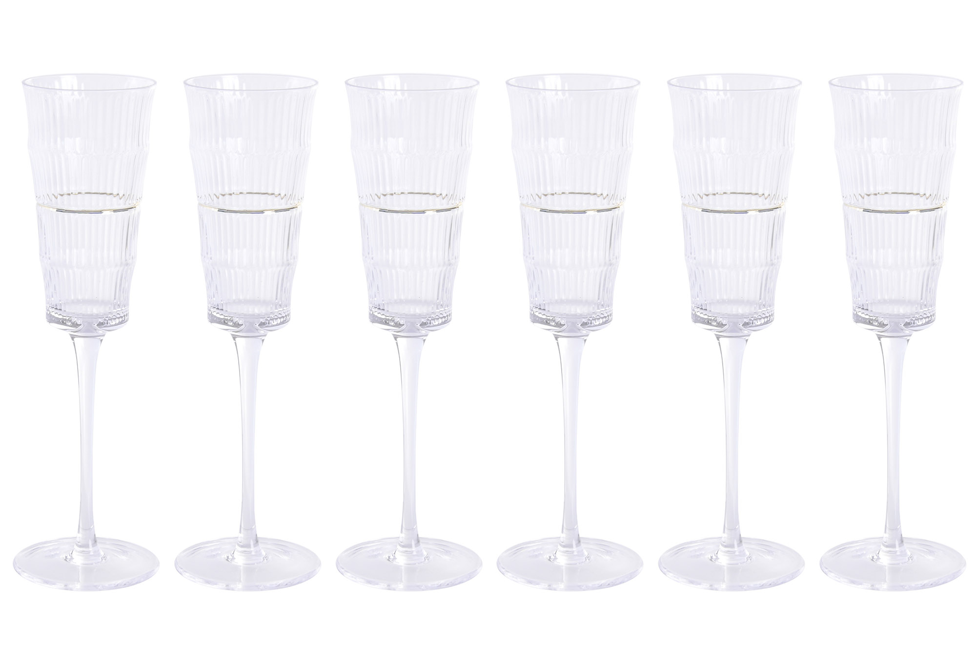 COPA SET 6 CRISTAL 7X7X23 200ML RAYADO