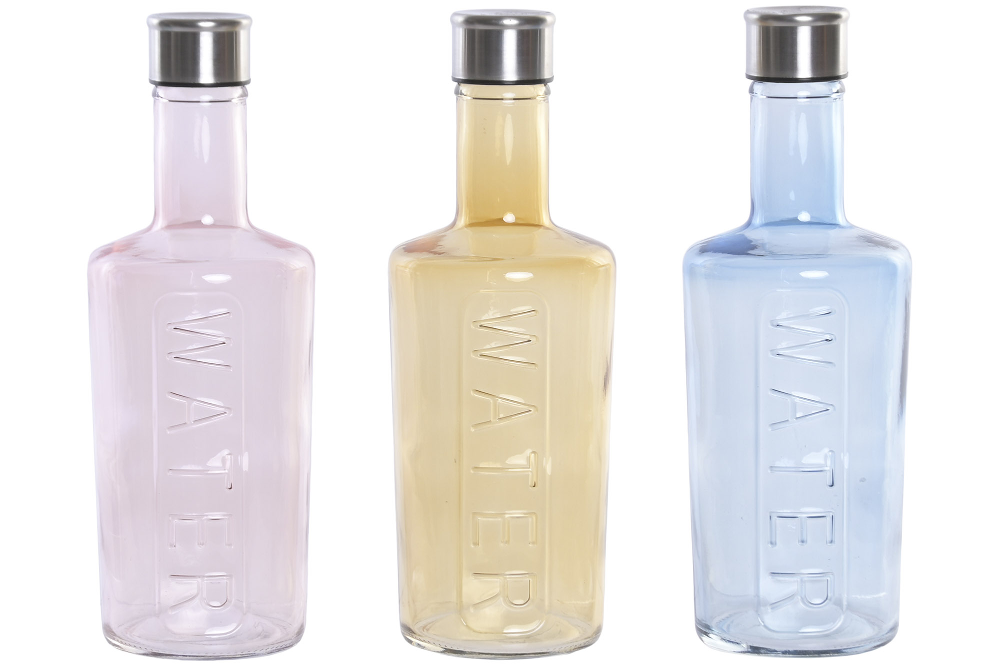 BOTELLA CRISTAL INOX 10X10X28 1L WATER 3 SURT.