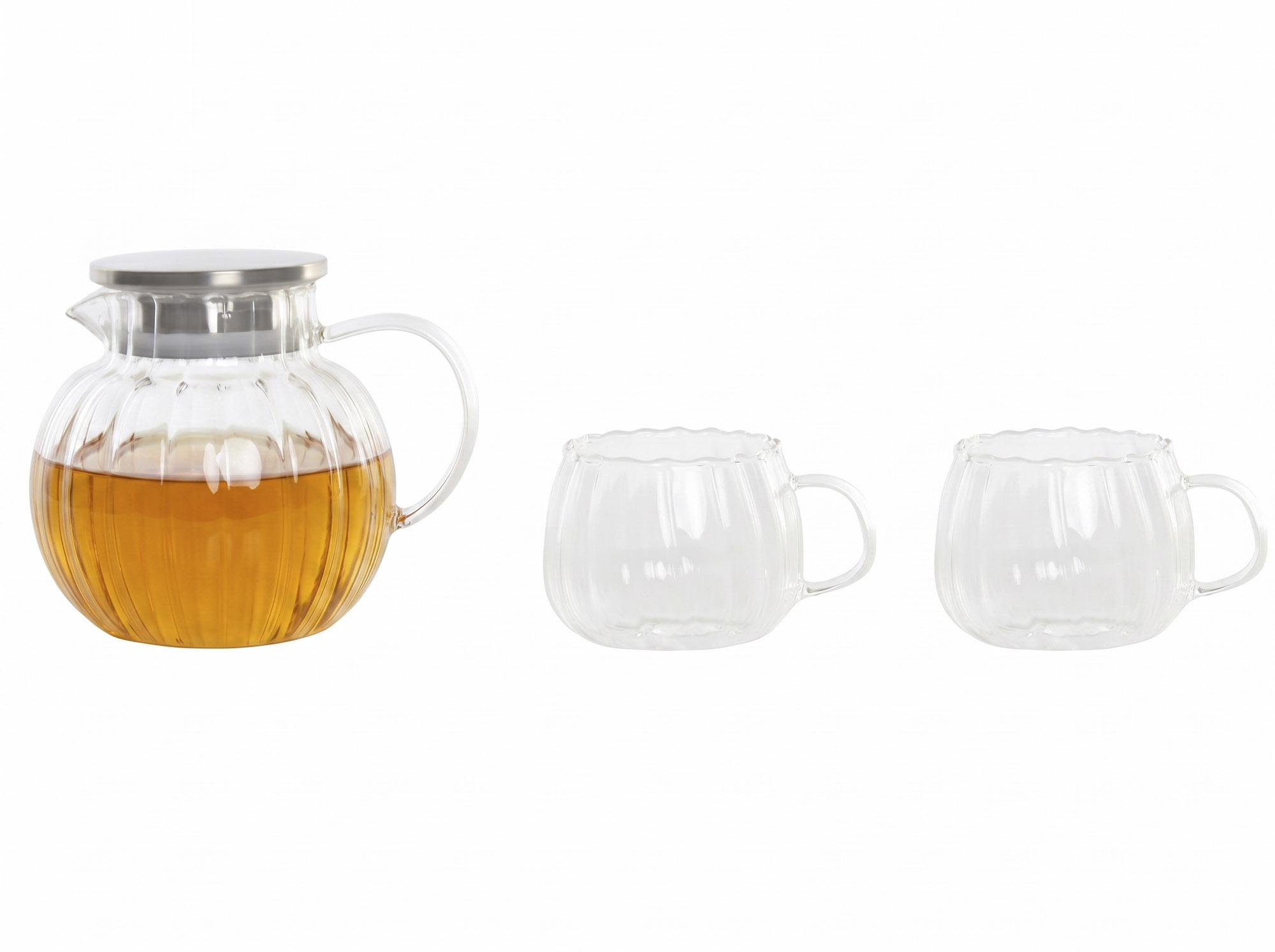 TETERA SET 3 BOROSILICATO INOX 18X14X15 1L 350ML