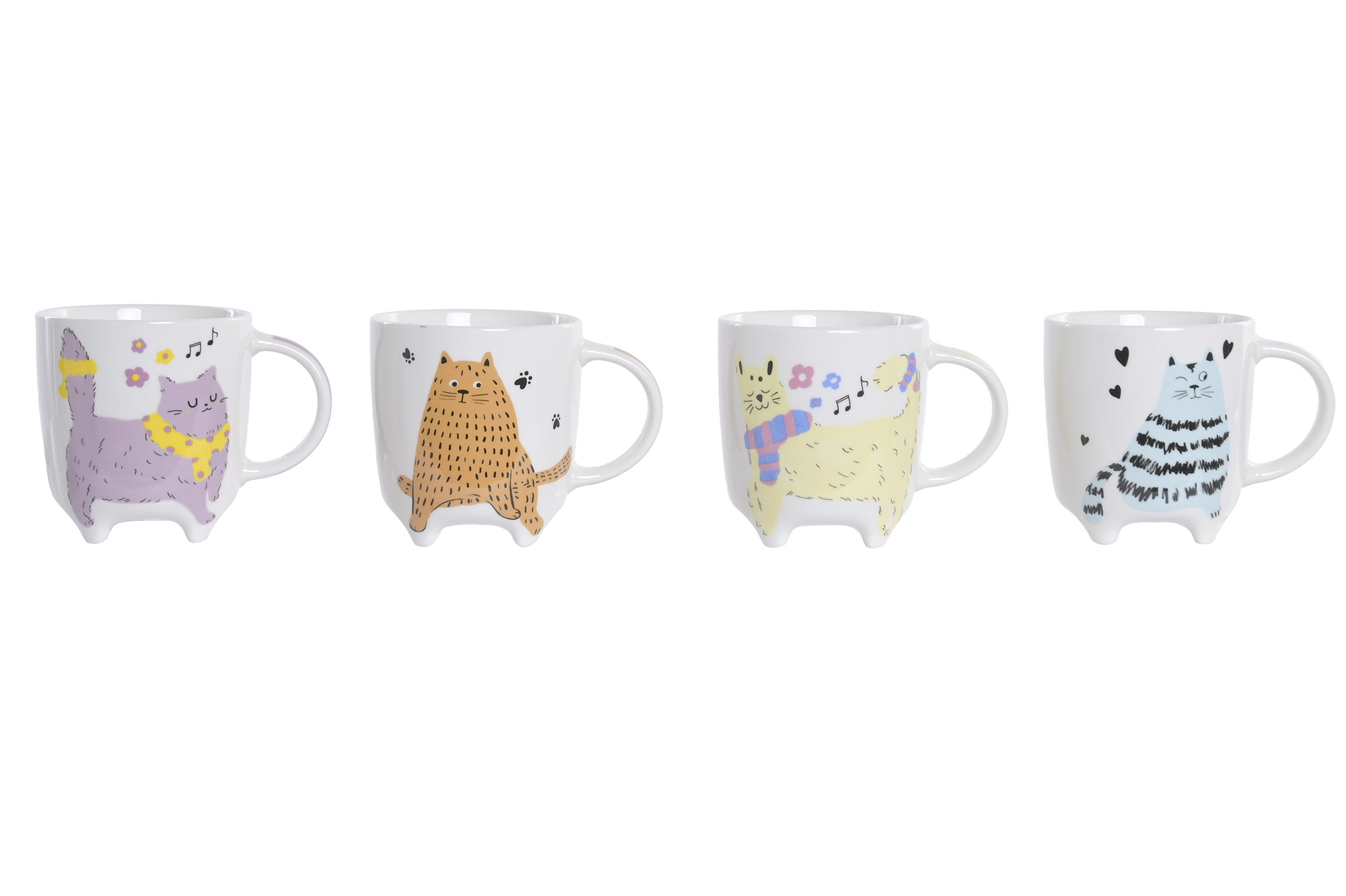 MUG PORCELANA 12X9X9,5 350ML GATOS 4 SURT.
