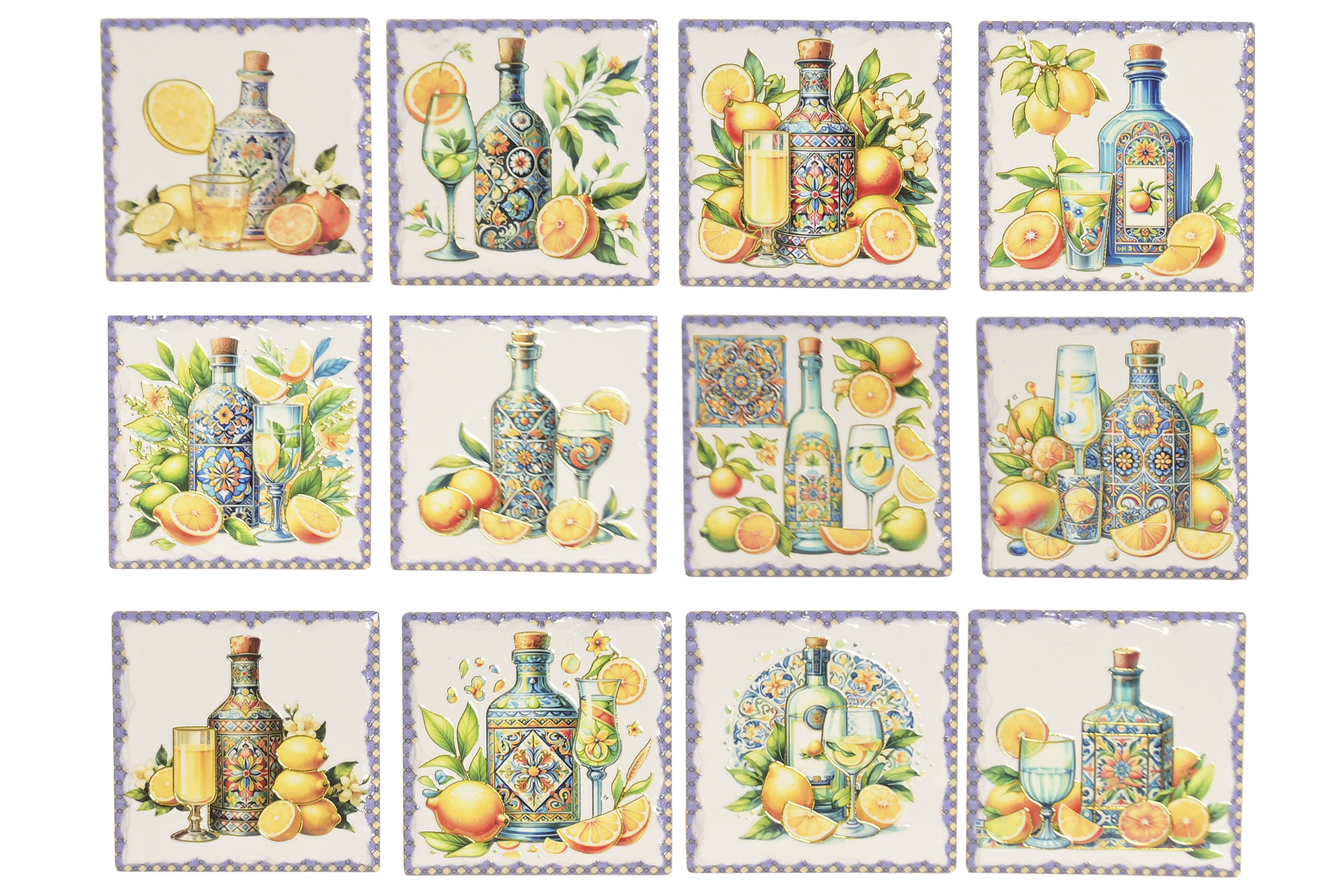 POSAVASOS DOLOMITE 11X11X0,5 LIMONES 12 SURT.