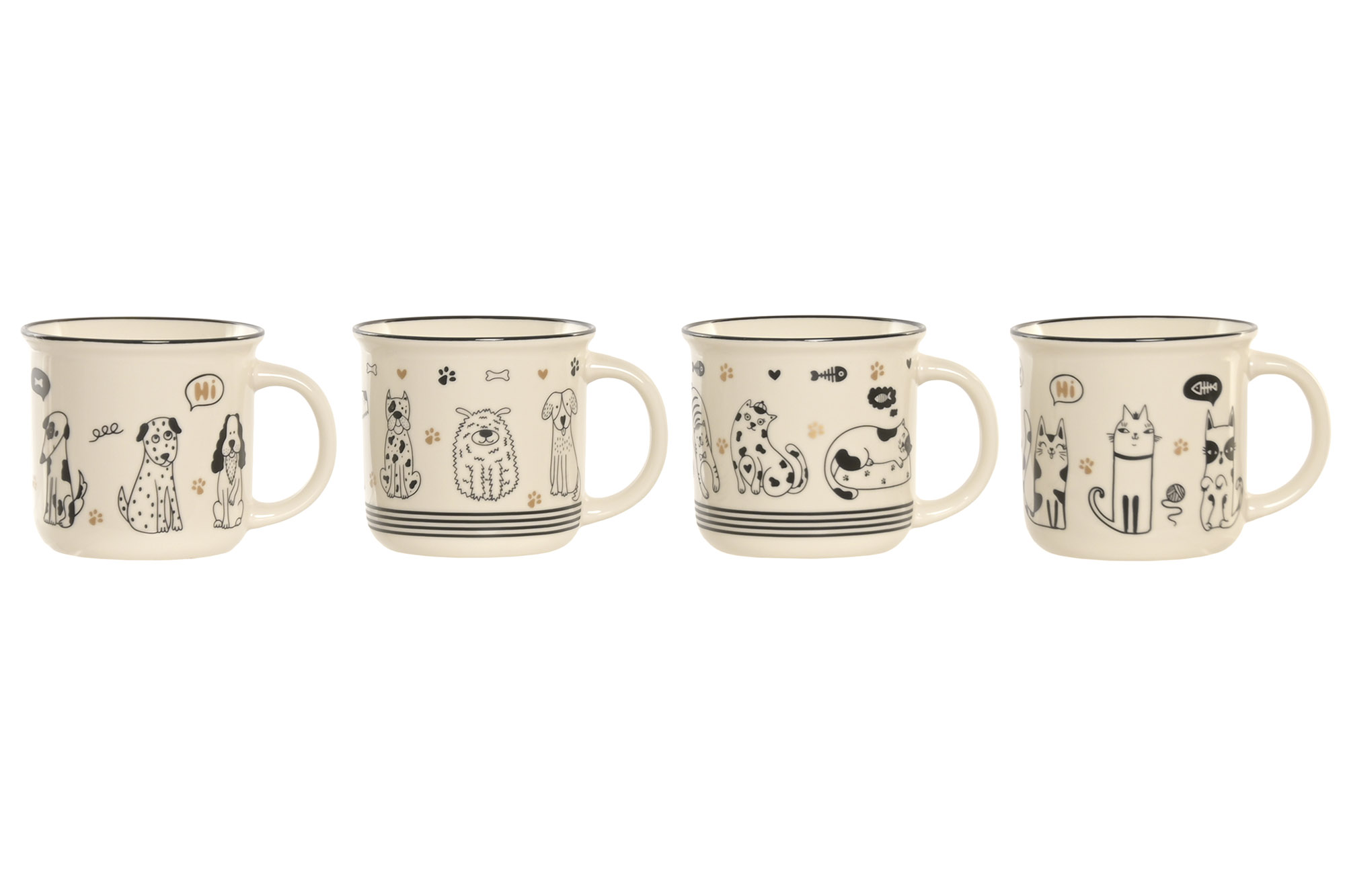 MUG PORCELANA 12,5X9,5X9 340ML GATOS 4 SURT.