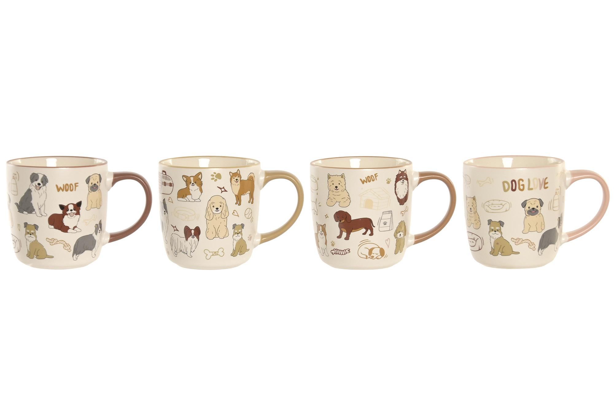 MUG PORCELANA 12,5X9X9,3 380ML PERROS 4 SURT.