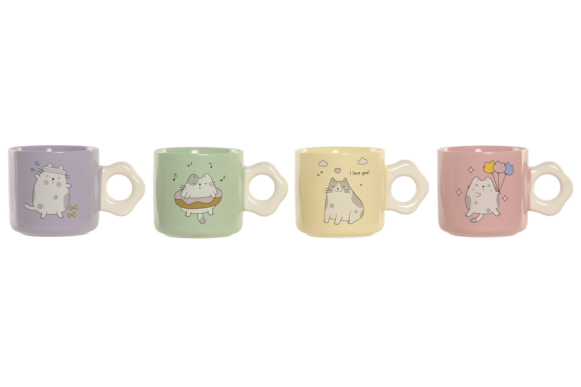 MUG PORCELANA 13,5X8,5X8,5 325ML GATOS 4 SURT.