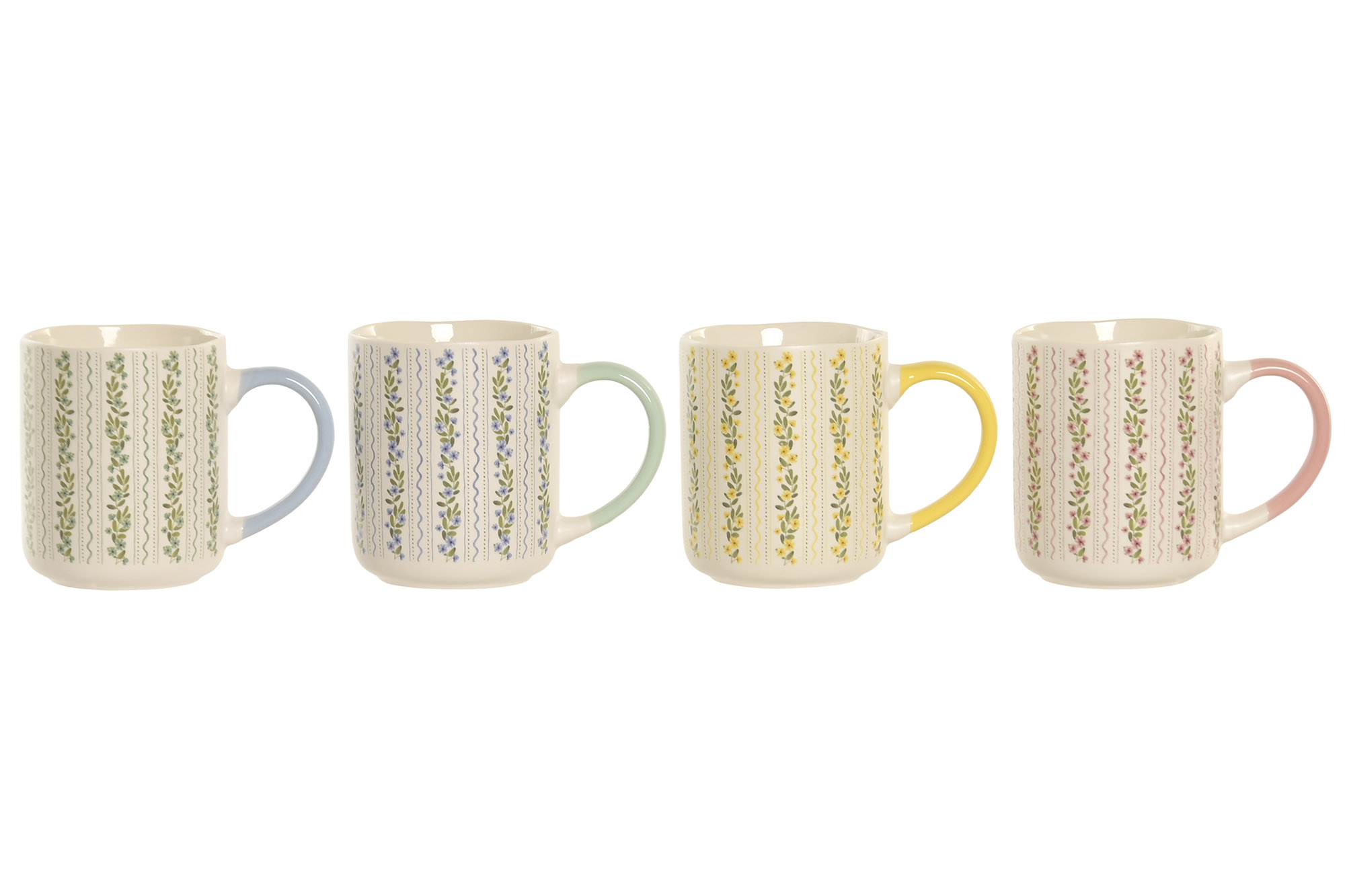 MUG PORCELANA 12,5X8,5X10 385ML FLORES 4 SURT.