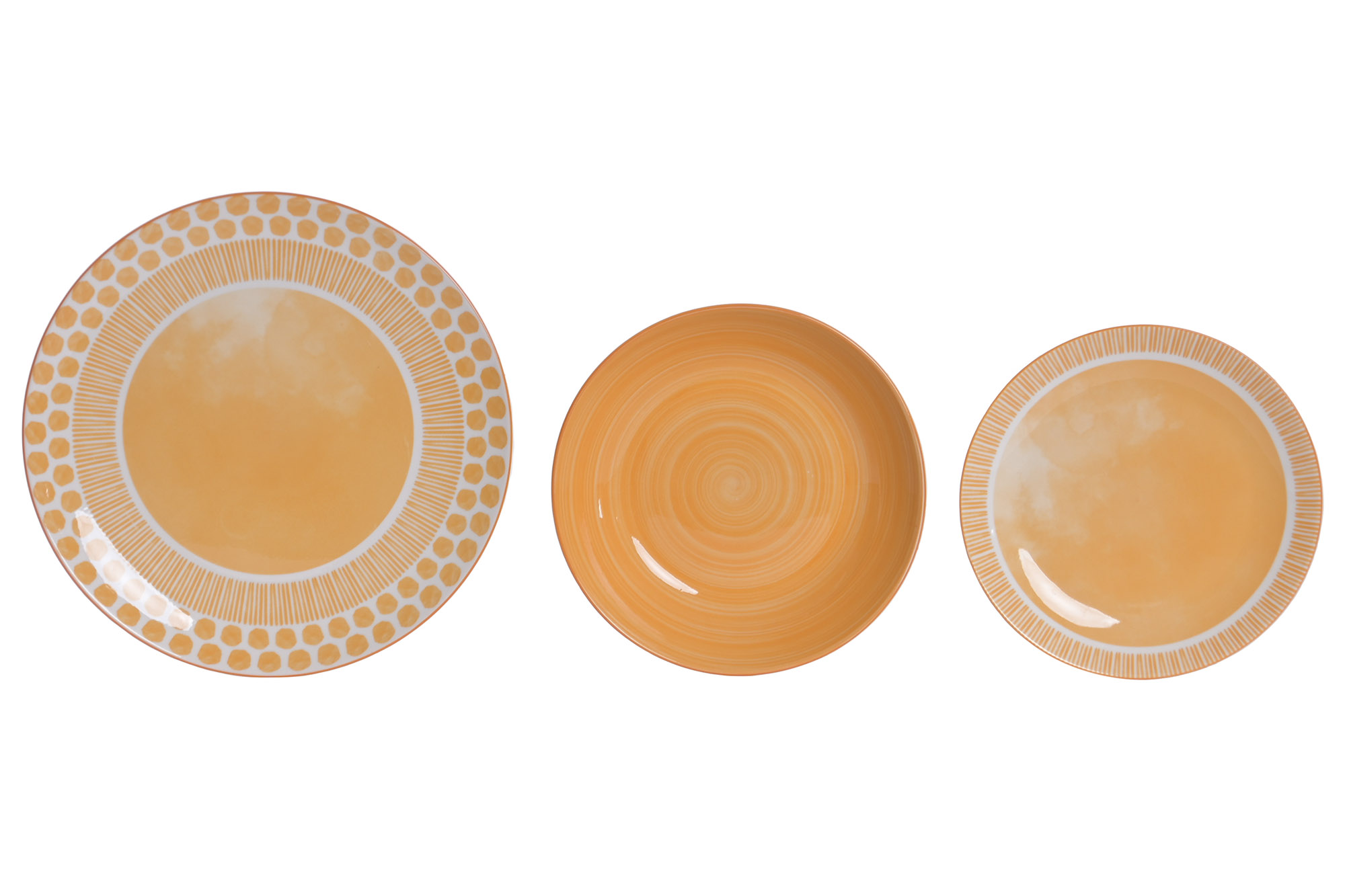 VAJILLA SET 18 PORCELANA 27X27X2,5 NARANJA